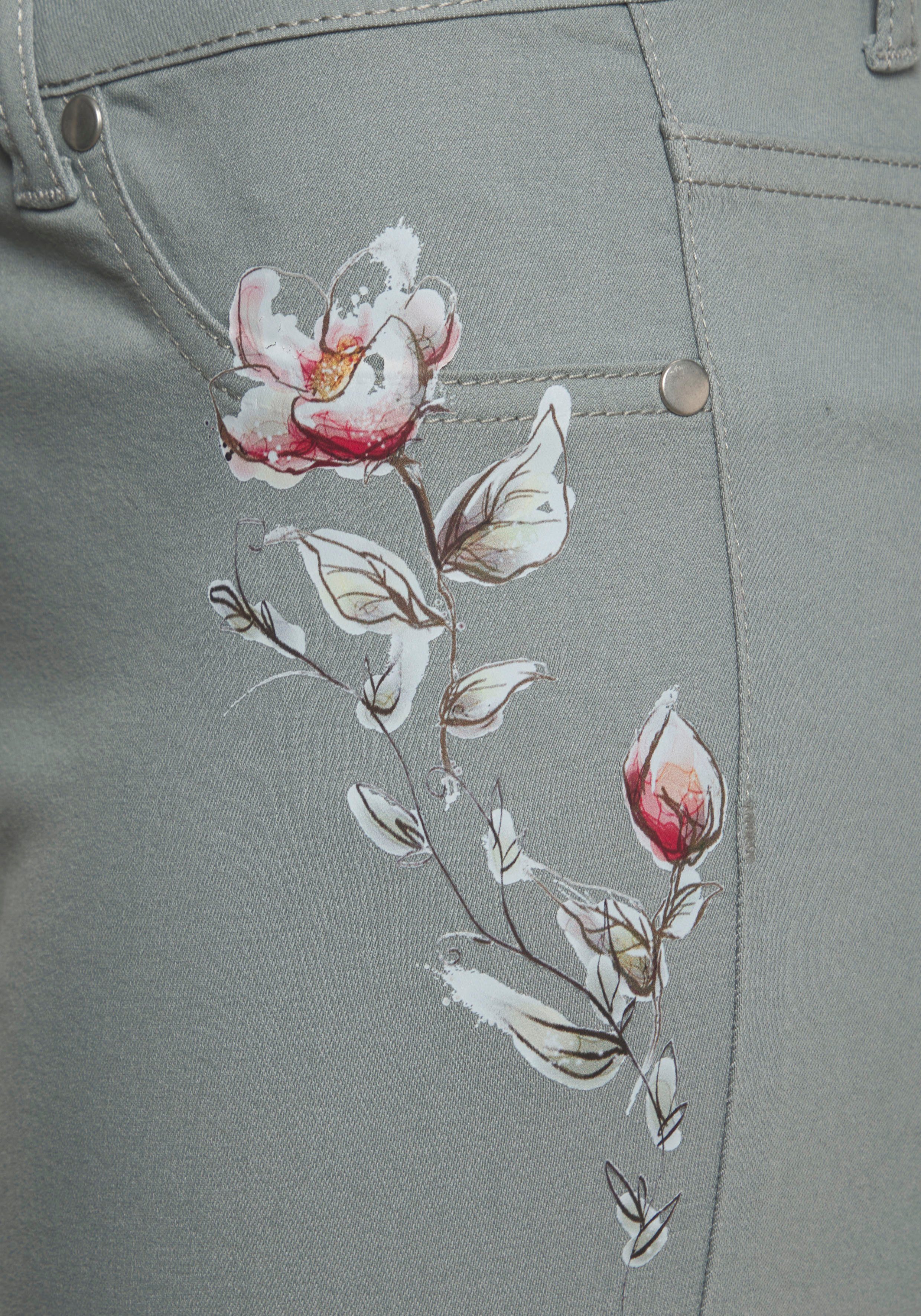 Lascana 7 8-jegging met subtiele bloemenprint elastische skinny jeans van katoenmix