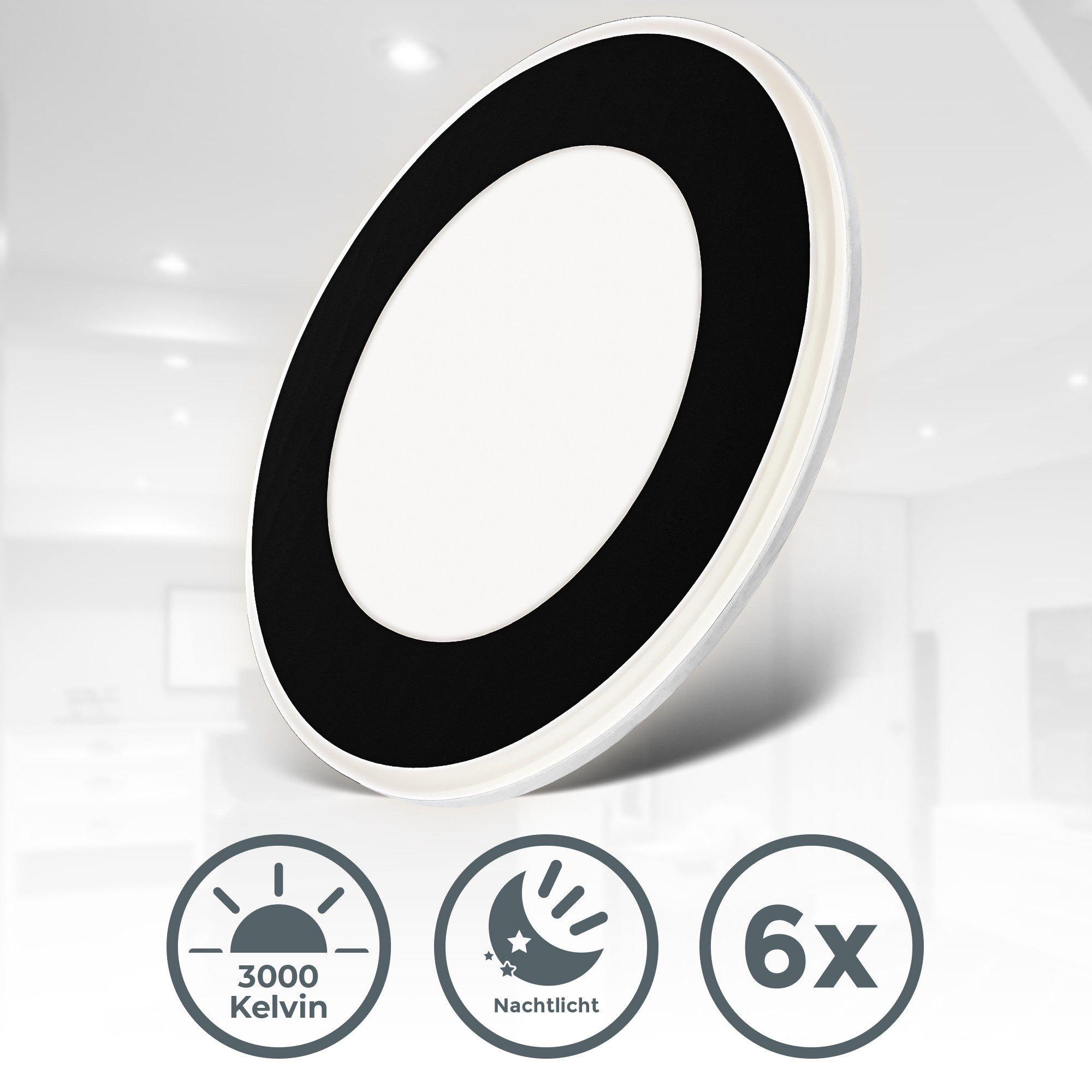 B.K.Licht Inbouwlamp BK_EL1622 6-delig set LED inbouwspots, met nachtlampfunctie (6-delig)