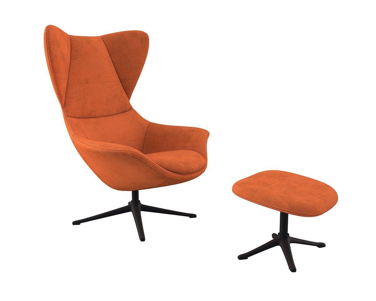 FLEXLUX Oorfauteuil Stilo relaxstoel, TV-stoel Solitaire, stijlicoon, draaibaar, zwarte poot