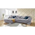 leonique hoekbank divan luxe met bijzonder hoogwaardige bekleding voor maximaal 140 kg per zitoppervlak, met vele losse kussens en plooival grijs