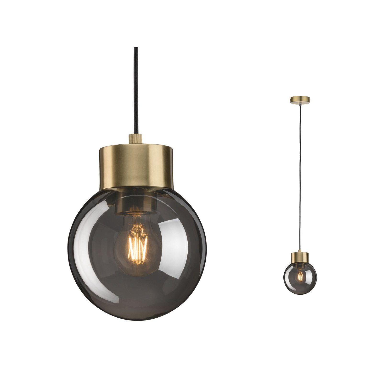 Paulmann Hanglamp Neordic Linja max. 1x20W Rookglas/Geborsteld messing 230V (1 stuk)