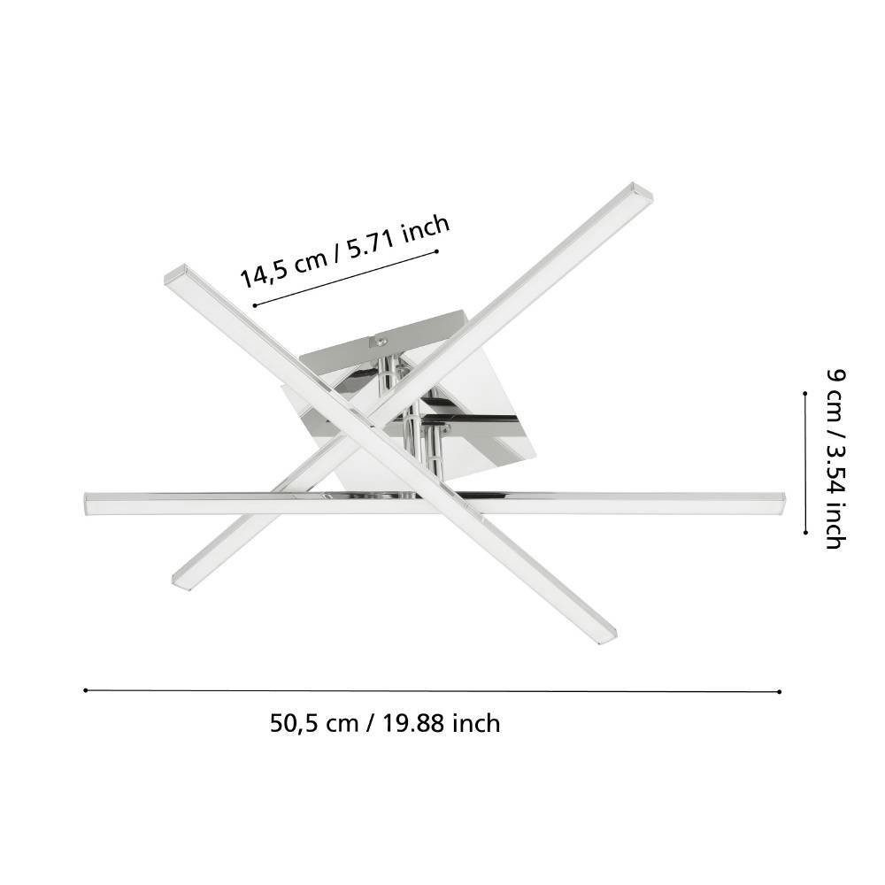 EGLO Plafondlamp LASANA 1 plafondlamp, chroom, wit, slank ontwerp, woonkamerlamp
