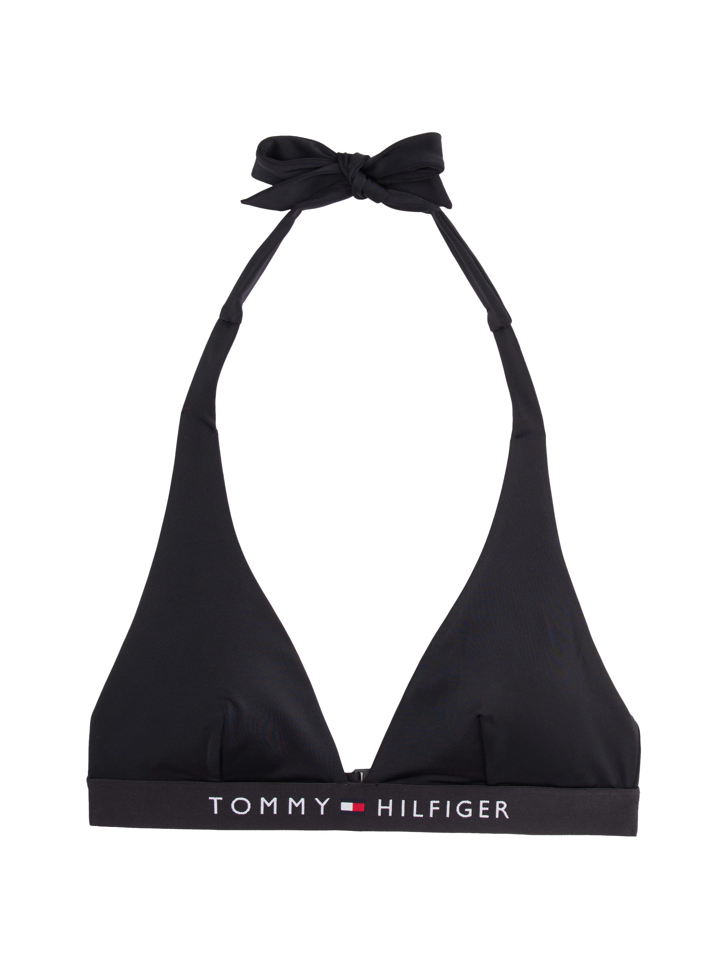 Tommy Hilfiger Swimwear Triangel-bikinitop HALTER RP met logo-opdruk, met druksluiting