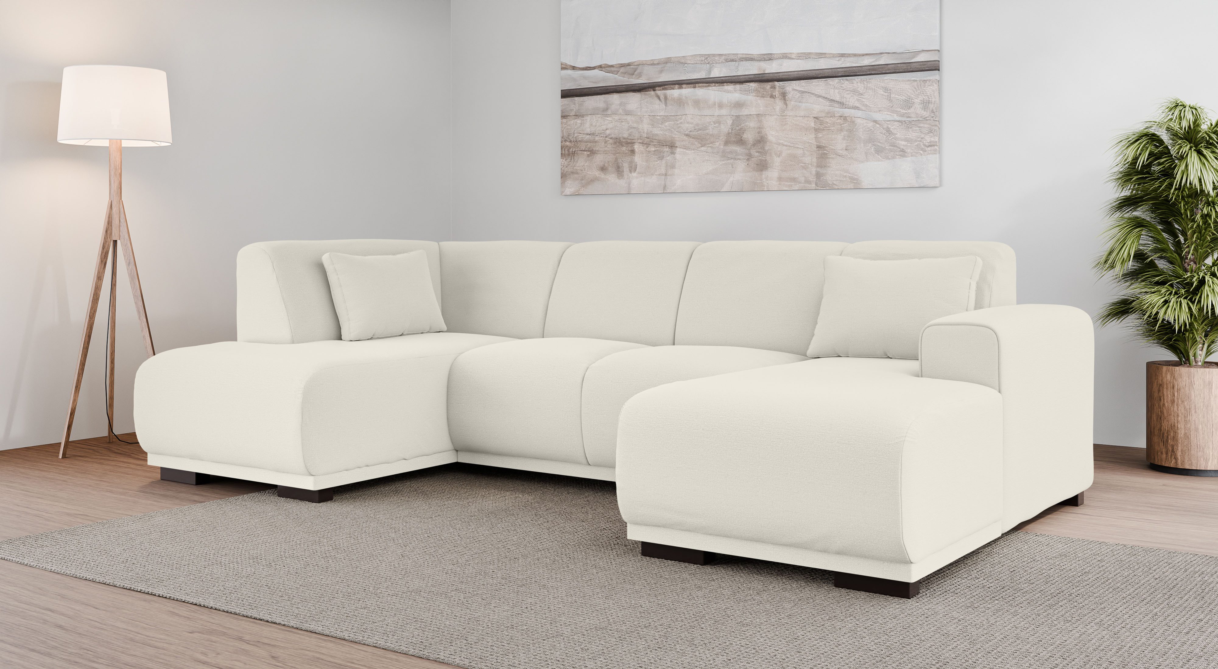 Home affaire Zithoek BORNHOLM U-vorm met chaise longue rechts/links, B/D/H: 300/162/85 cm U-vorm met golvende ondervering, chaise longue rechts of