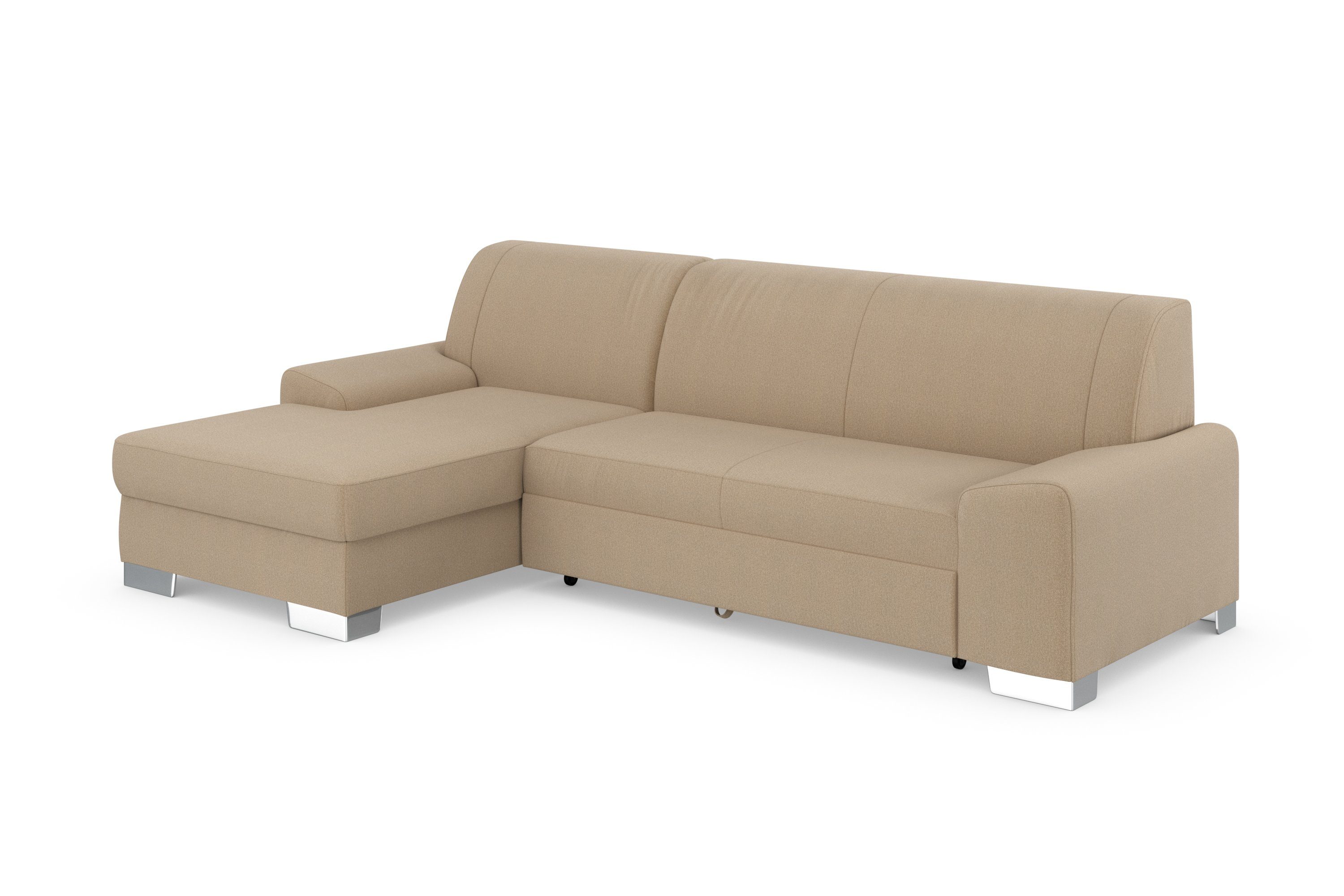 DOMO collection Hoekbank Anzio L-vorm, met bedfunctie, bonnellvering, hoogwaardig, breedte 271 cm
