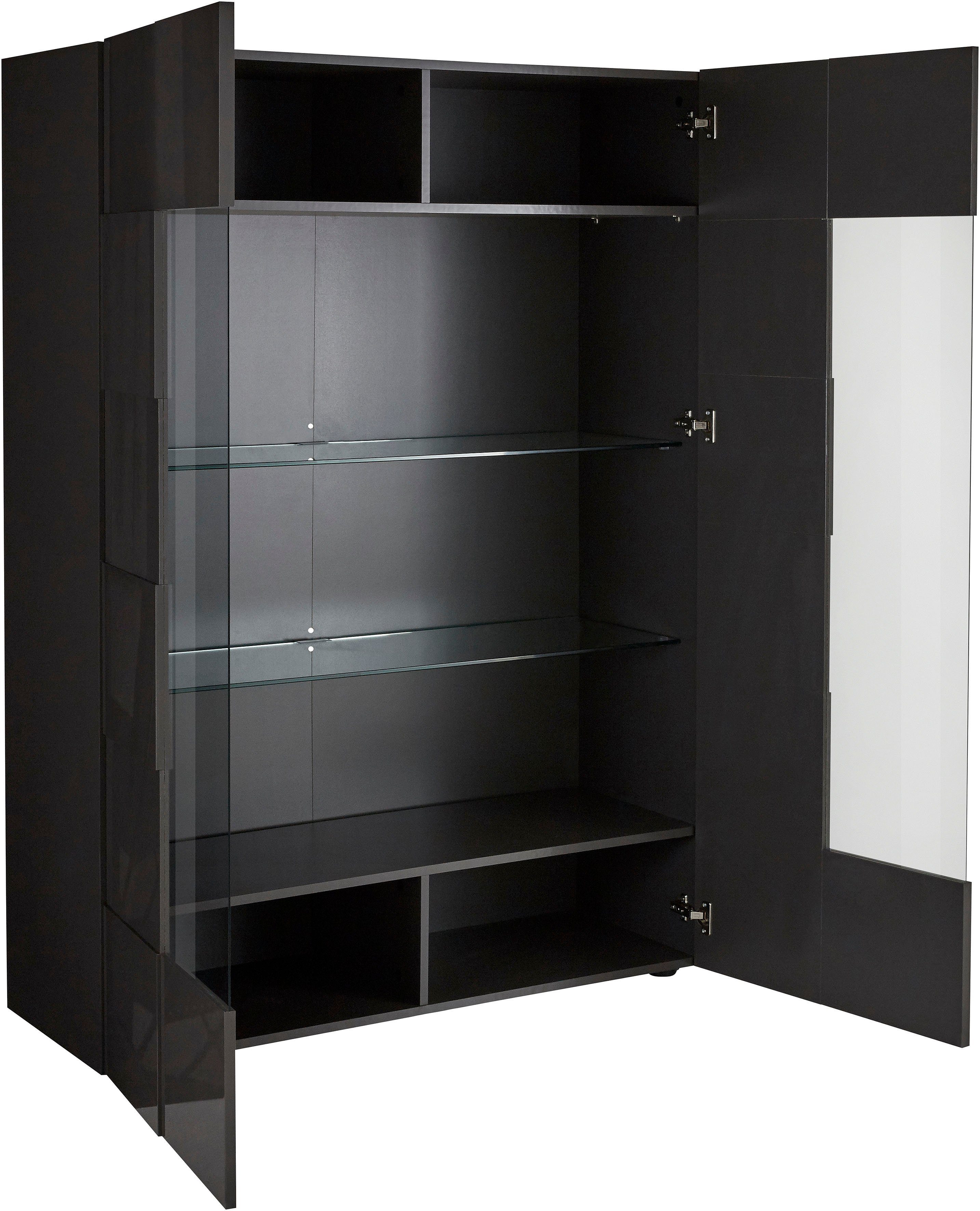 INOSIGN Vitrinekast Dama Hoogte 166 cm, Breedte 121 cm, Opberg vitrinekast met 2 deuren Staande vitrine - front in 3D-uiterlijk, veel opbergruimte, verschillende kleuren