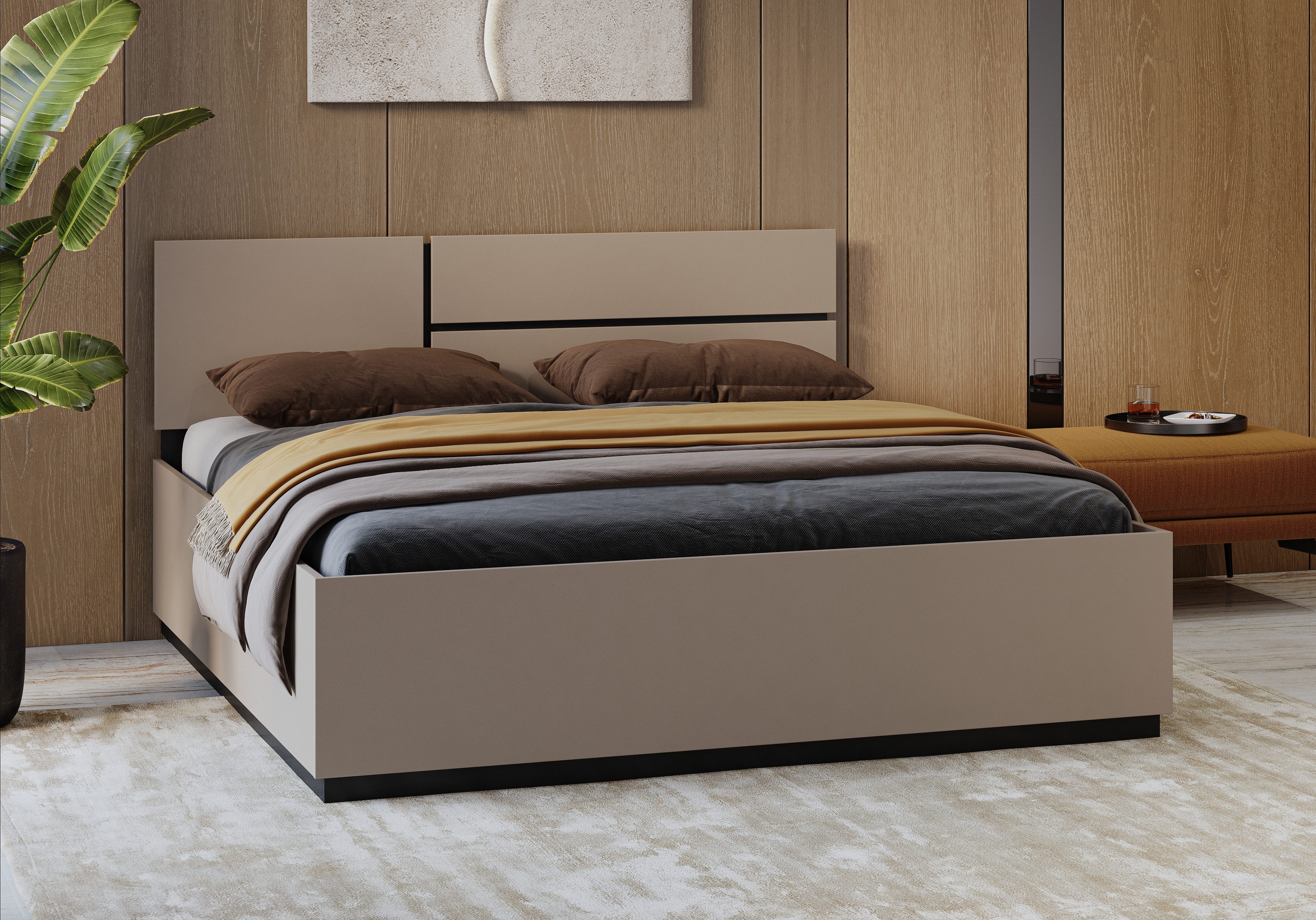 INOSIGN Bedframe Cross, moderne bedframe Tweepersoonsbed in twee maten, stabiel bedframe