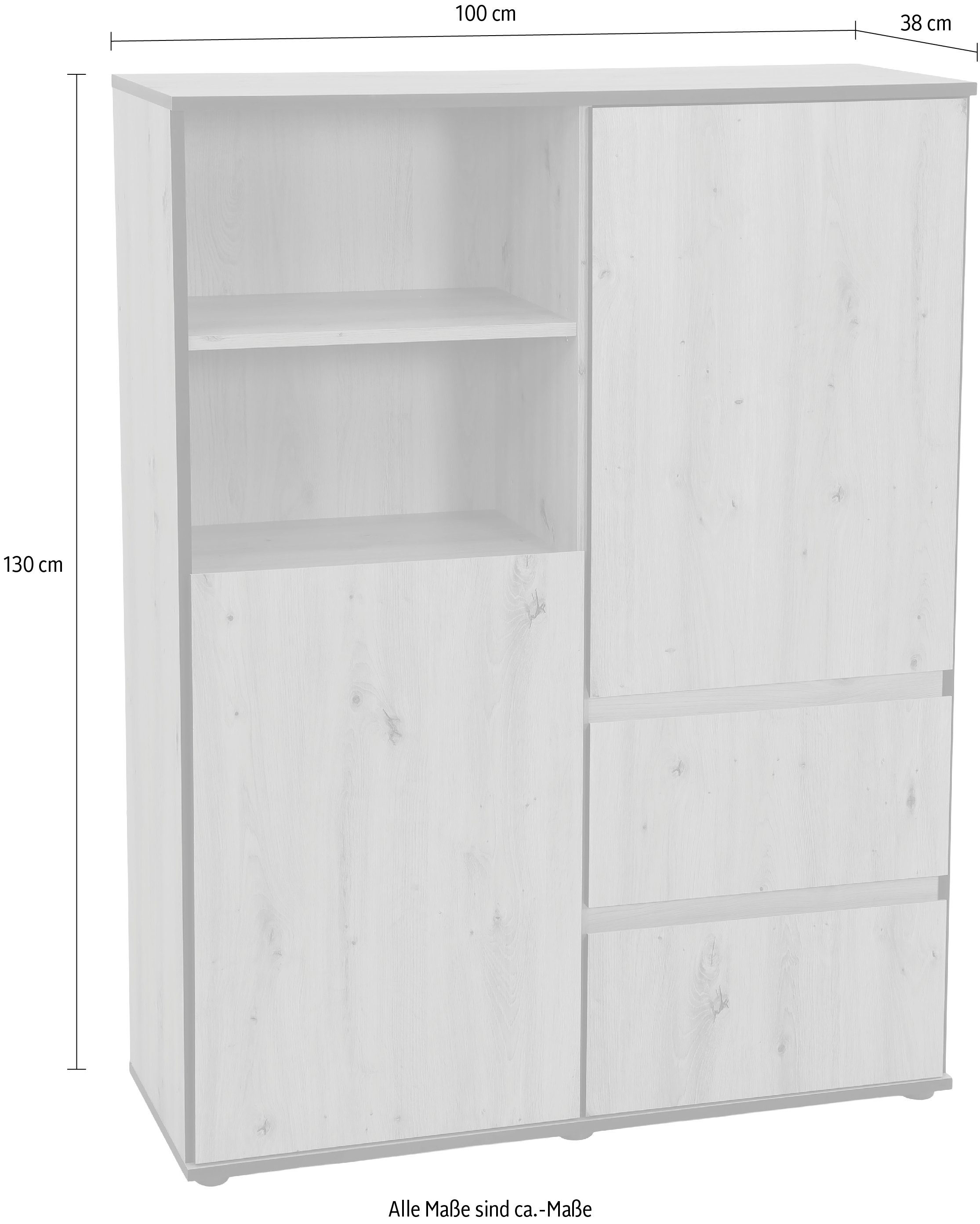 HELA Highboard Ariana met schuinverwerkte verzonken grepen, breedte 100 cm