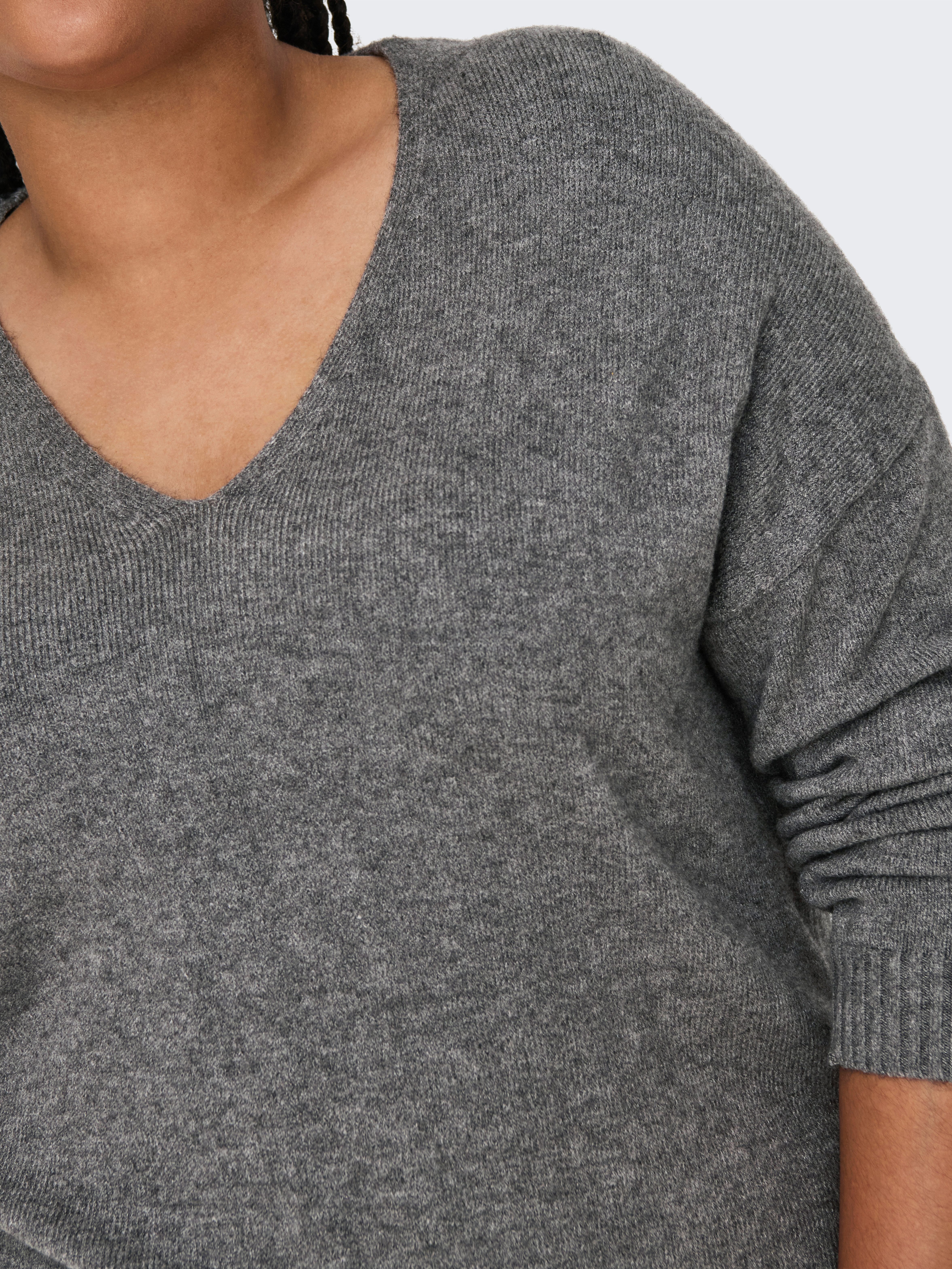 ONLY CARMAKOMA Trui met V-hals CARMARGARETA LS PULLOVER KNT NOOS