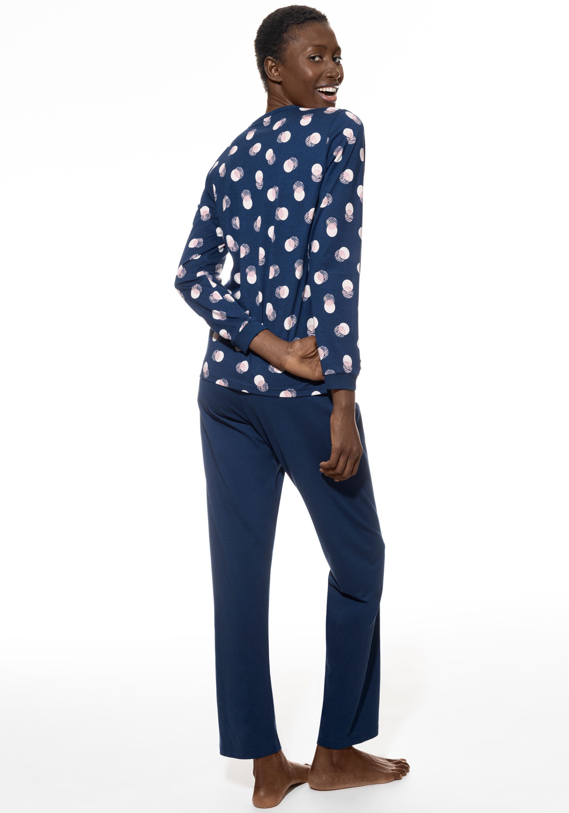 Mey Pyjama SCRIBBLED DOTS Ronde hals met knoopsluiting (2-delig)