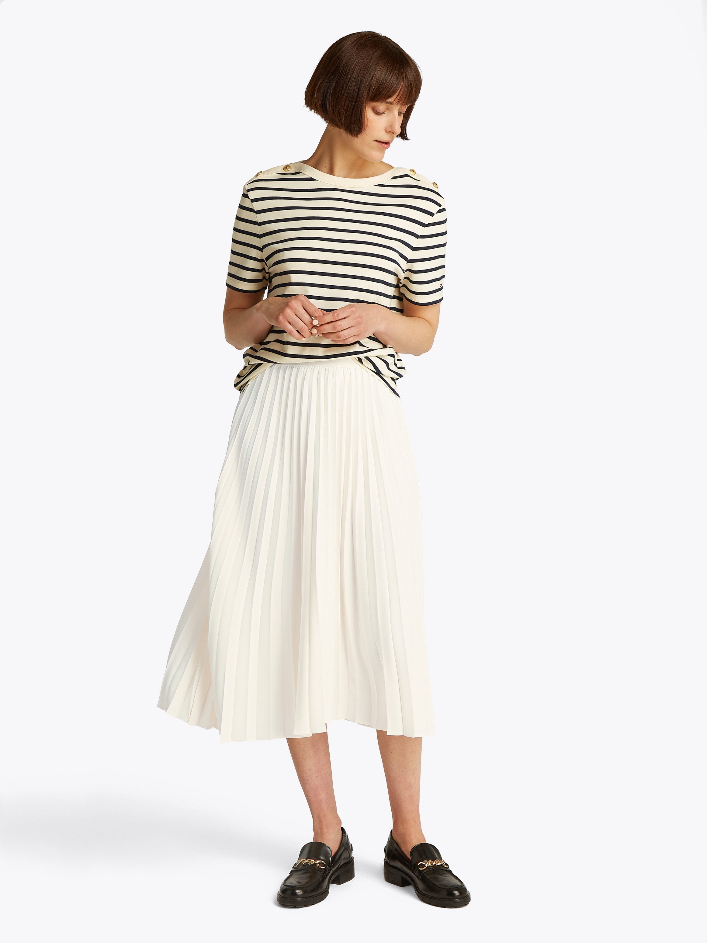 Tommy Hilfiger Plissérok FLUID PLEATED PULL ON MIDI SKIRT