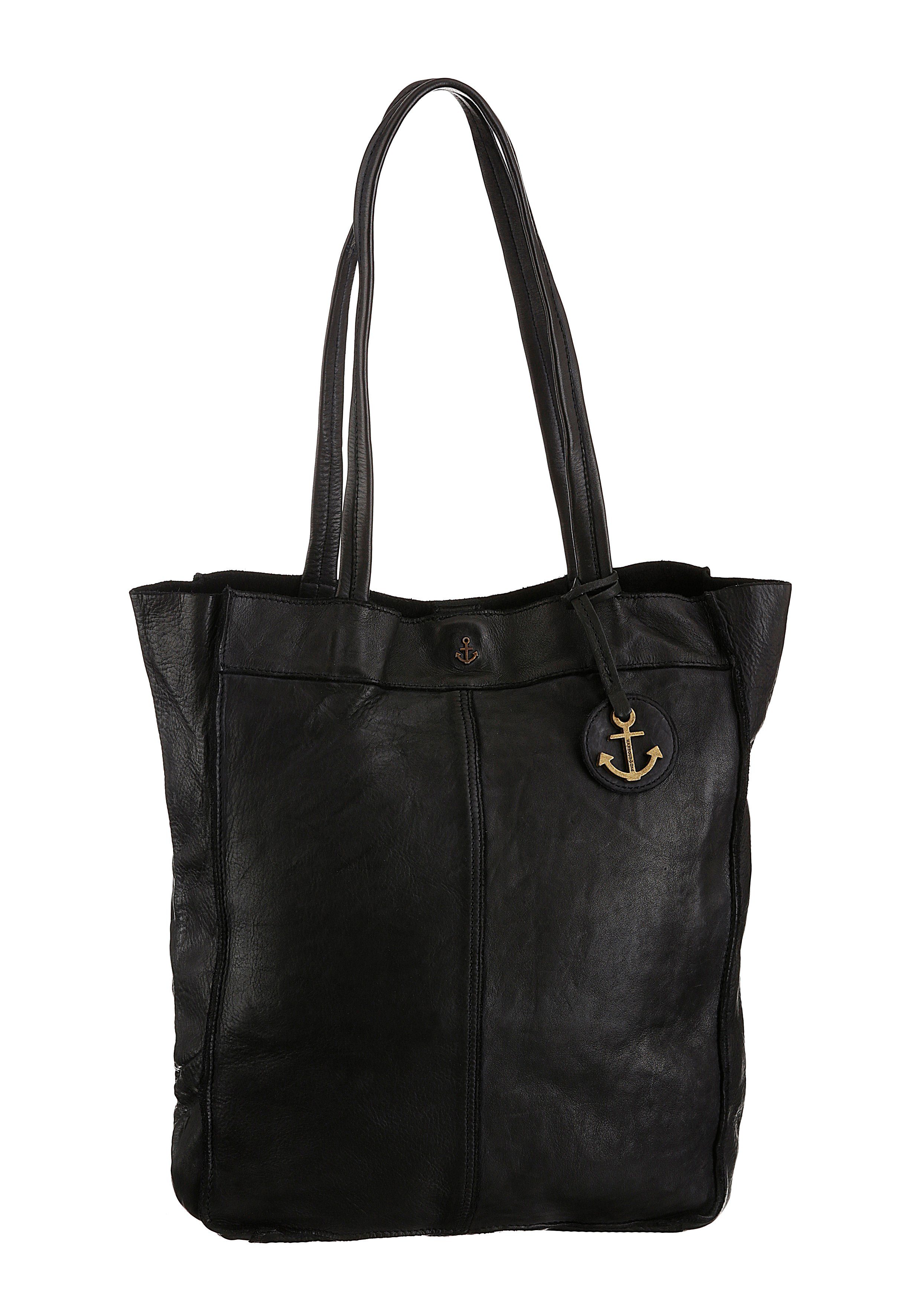 HARBOUR 2nd Shopper Elbe 1 van leer met kenmerkende merk-anker-label en sierhanger dames shoppers maat 29 x 36 x 10 cm zwart