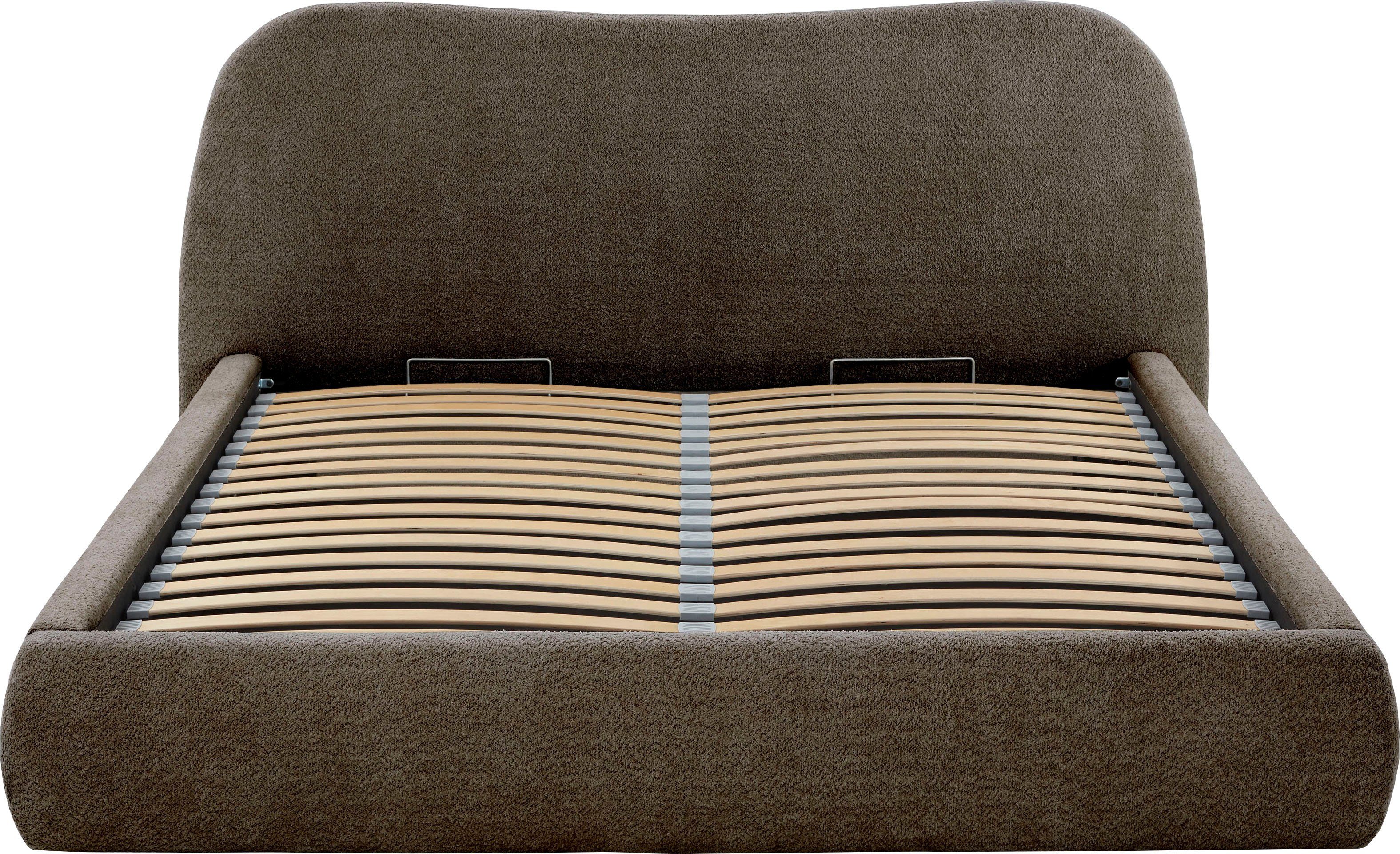 ATLANTIC home collection Gestoffeerd bed Sophie met of zonder opbergruimte, hoogwaardige bouclé bekleding