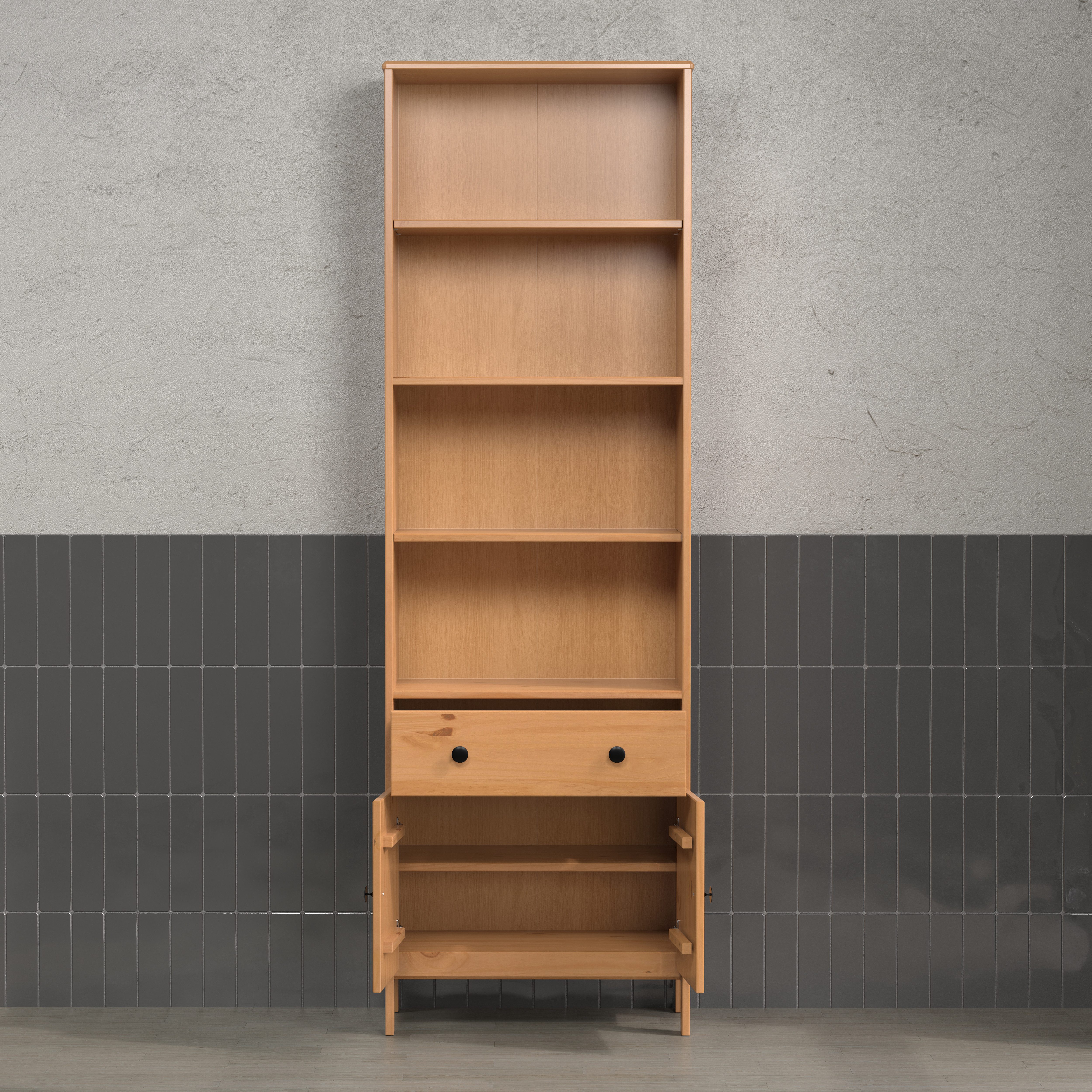 welltime Hoge kast Kall Badkamerkast van massief grenenhout - afmetingen (B/D/H) 60/33/188 cm (1 stuk)