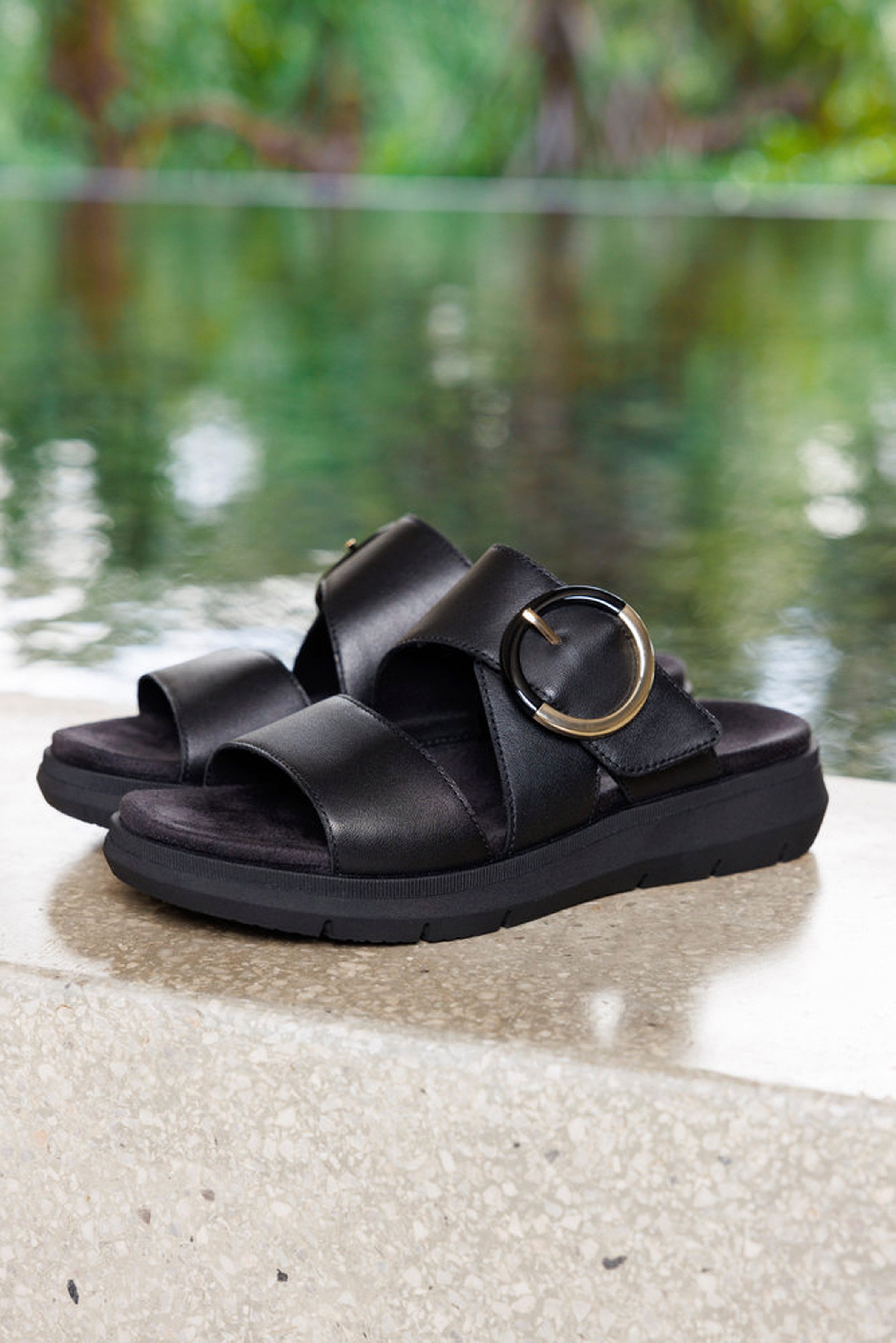 Remonte Slippers , wig hak, zomerschoen, gemaksschoen met klittenband