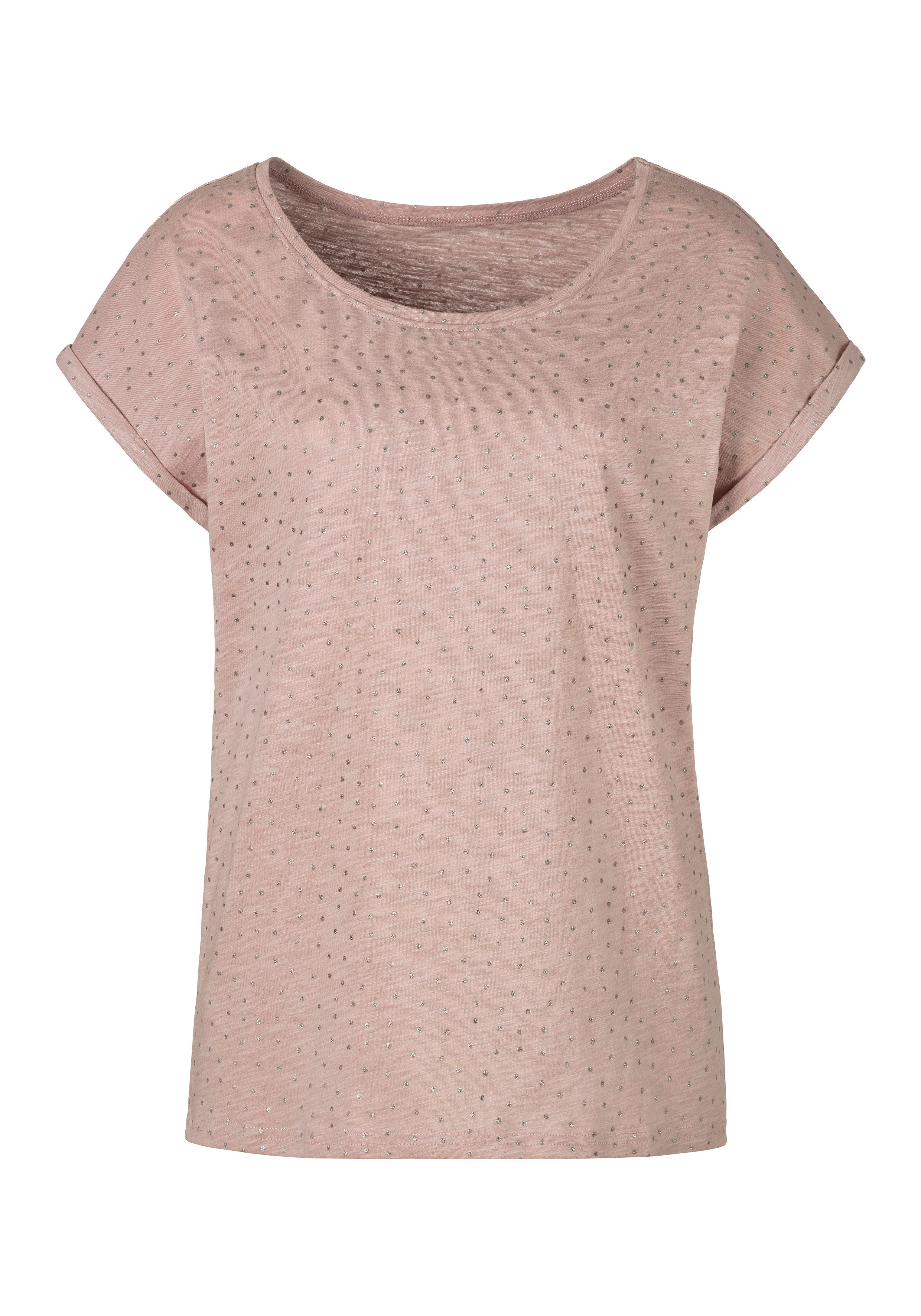 Vivance Shirt met korte mouwen Met zilverkleurige glitterstippen (Set van 2)
