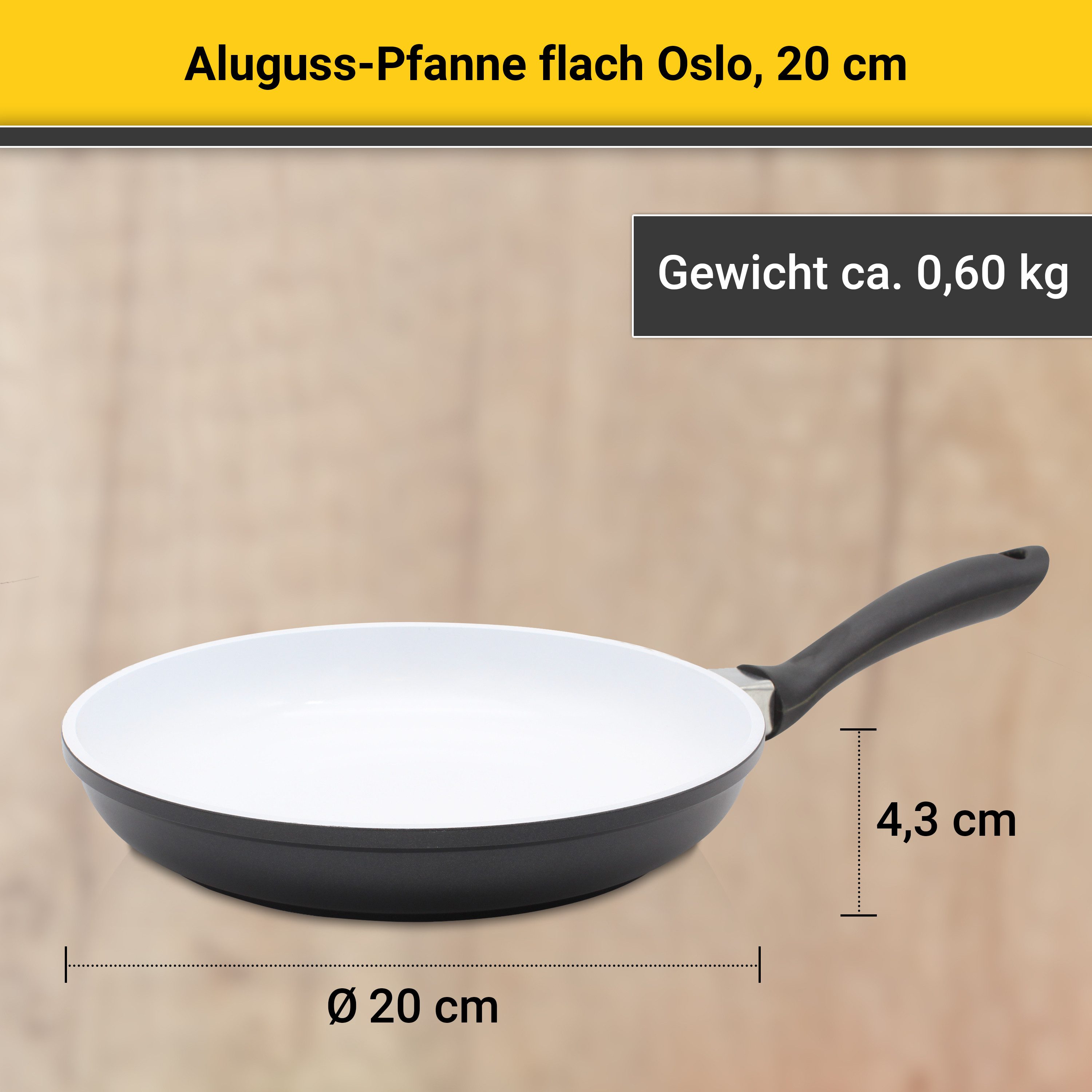 Krüger Koekenpan Oslo plat, keramische coating, inductie, ø 20 cm (1-delig)