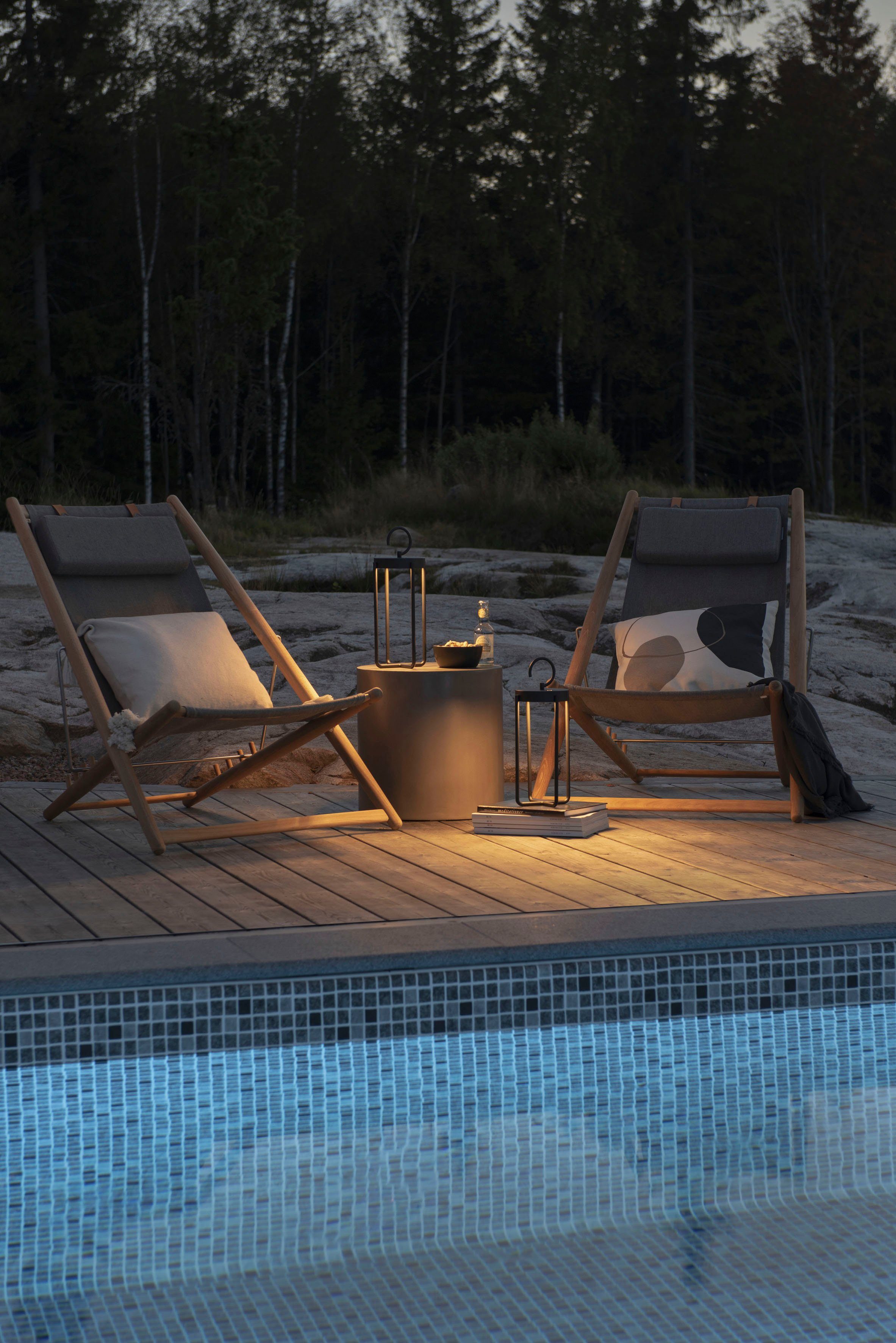 KONSTSMIDE Led lantaarn Manorola Manorola LED USB-lantaarn klein zwart, dimbaar 2700K/3000K (2 stuks)