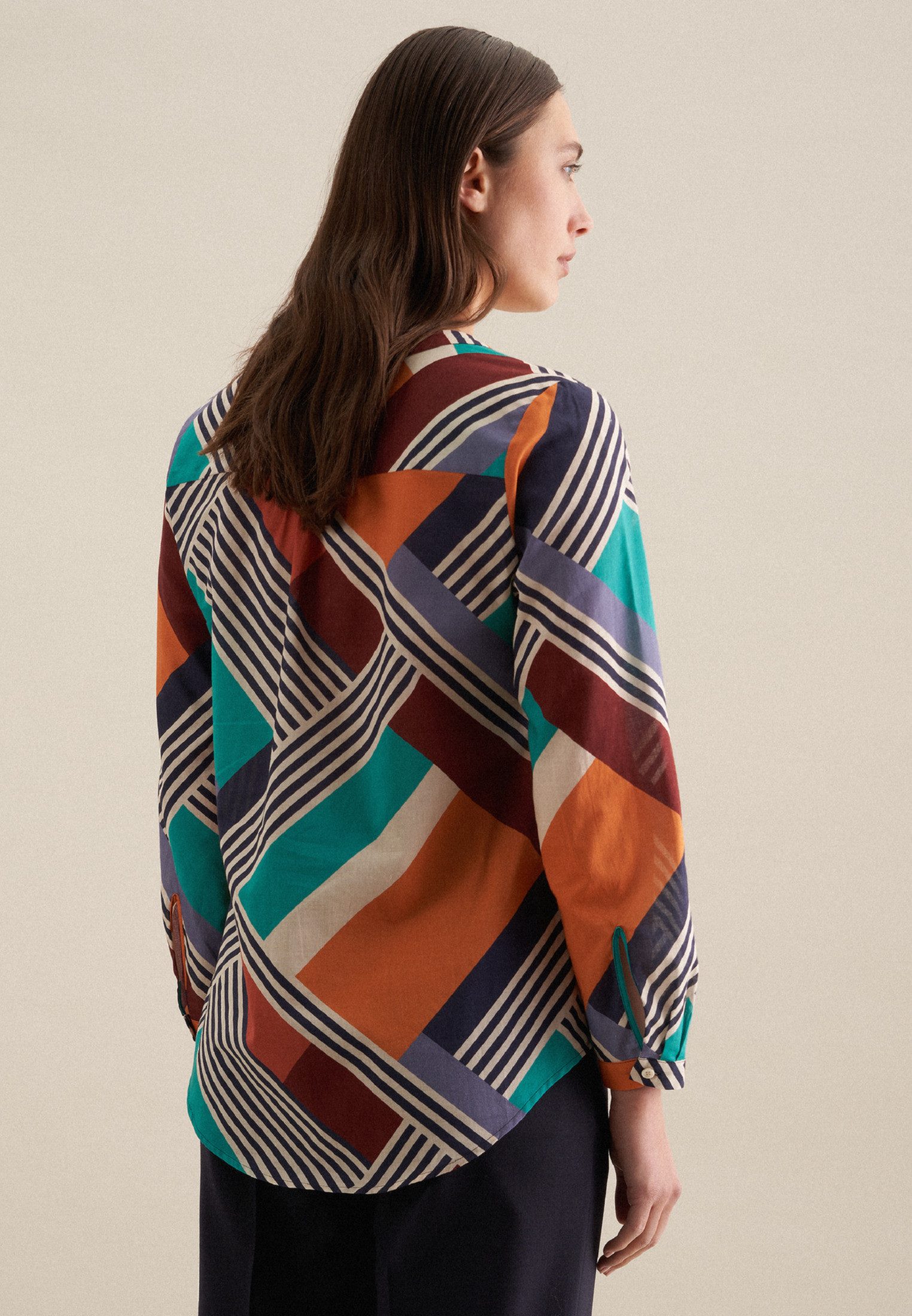 seidensticker Klassieke blouse Zwarte roos Tunika met geometrische patronen