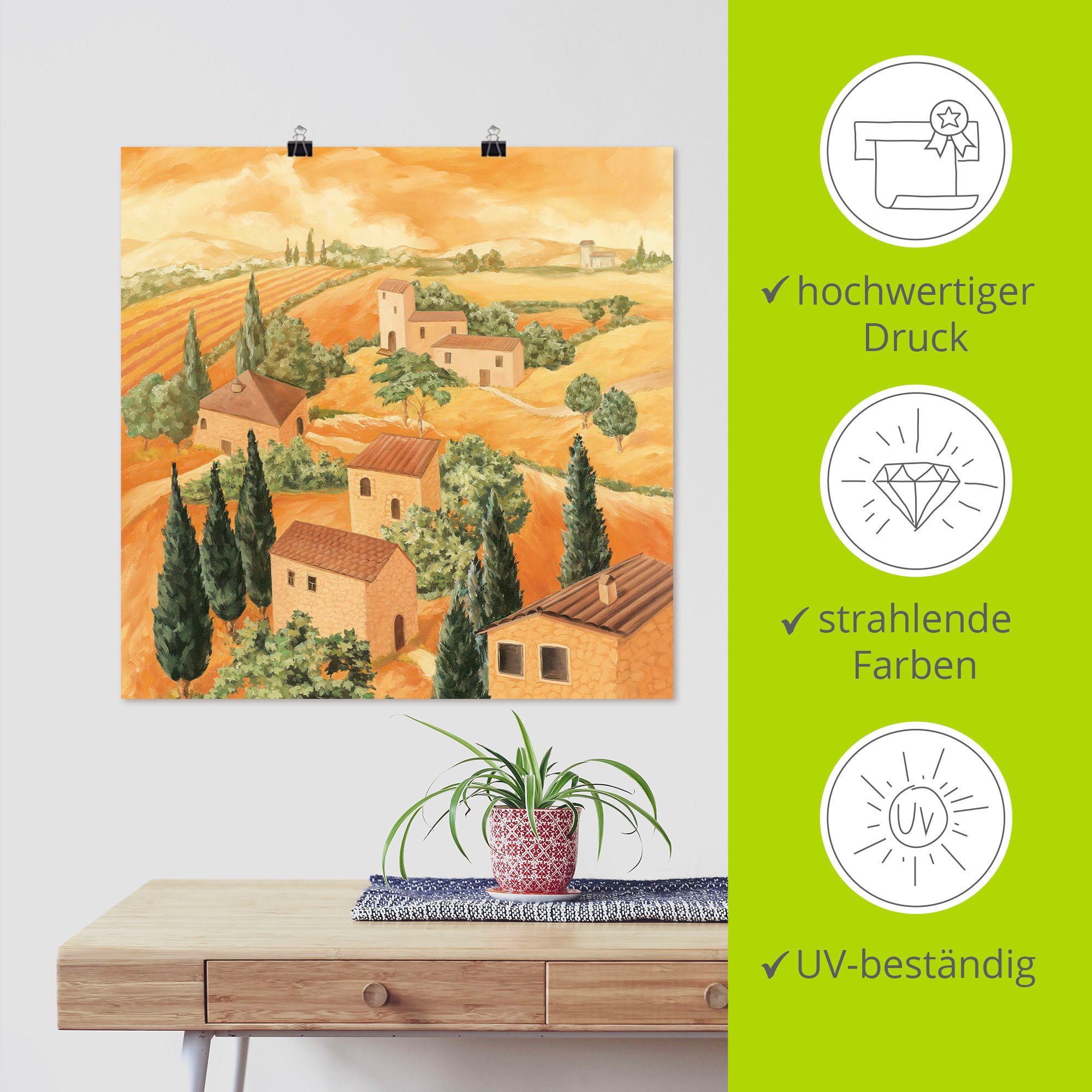 Artland Artprint Landschap Italië als artprint van aluminium, artprint voor buiten, artprint op linnen, poster in verschillende maten. maten