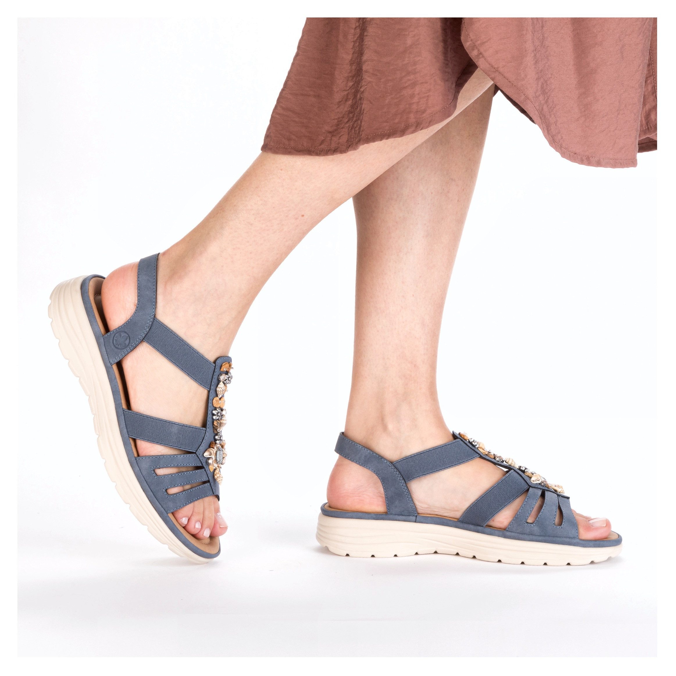 Rieker Sandalen , zomer schoen, riemchensandalette, sieradenversiering, elastische banden