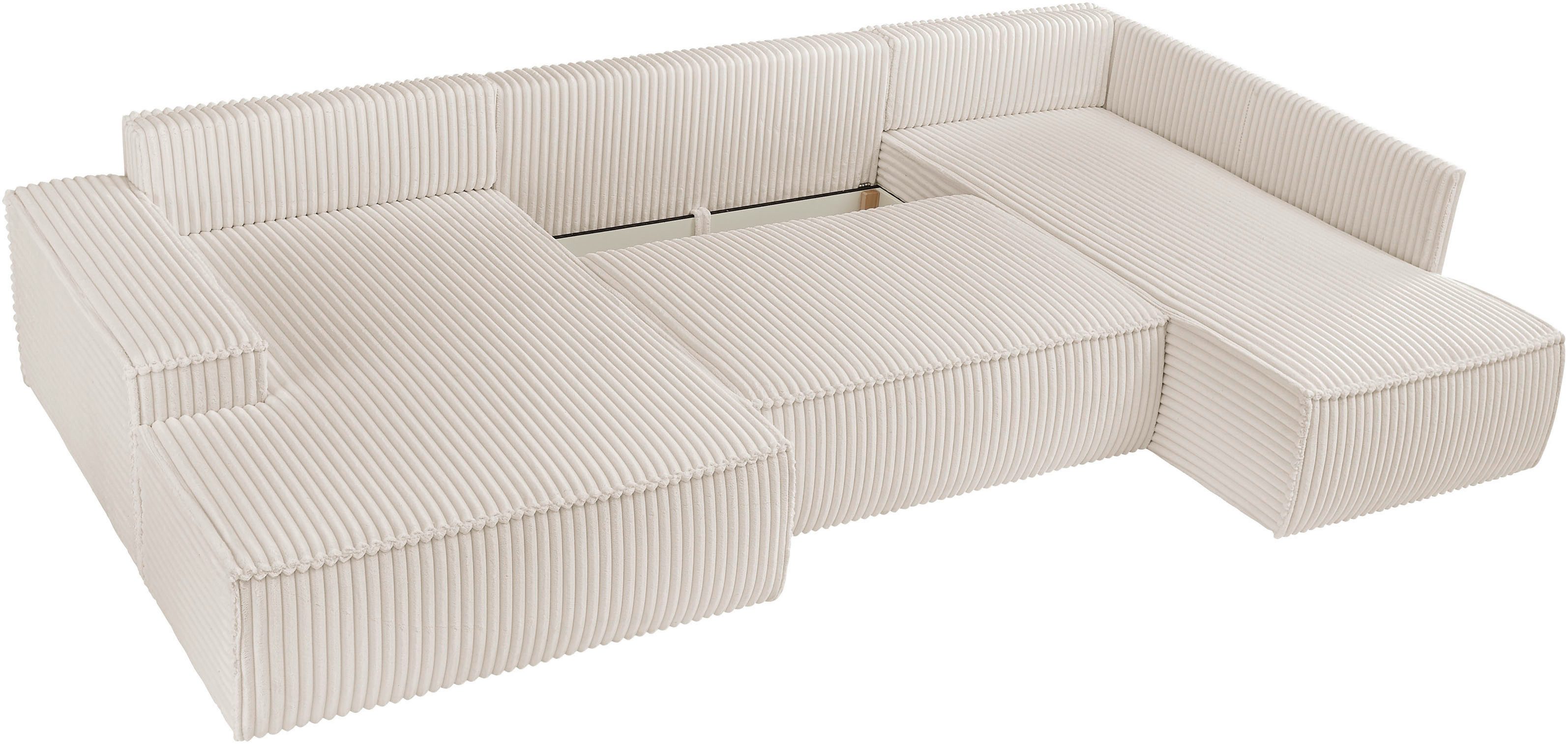 andas Zithoek FINNLEY U-model XXL 329 cm, bedbank, slaapfunctie m. bedkist