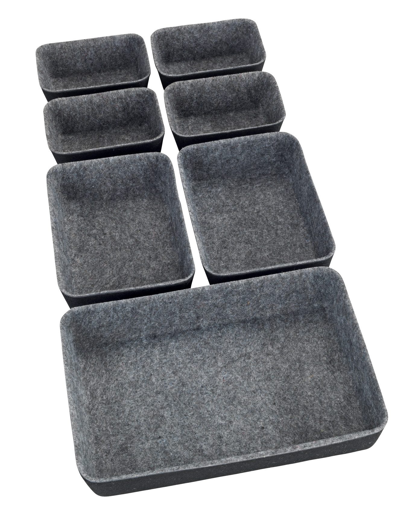 WENKO Organizer Opbergdozen voor lades, 3 maten, gerecycled polyester vilt (set, 7-delig)