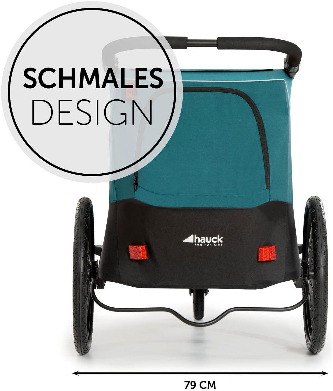 Hauck Kinderen fiets aanhanger Dryk Duo, Ocean Green voor 2 kinderen, incl. buggy-wiel