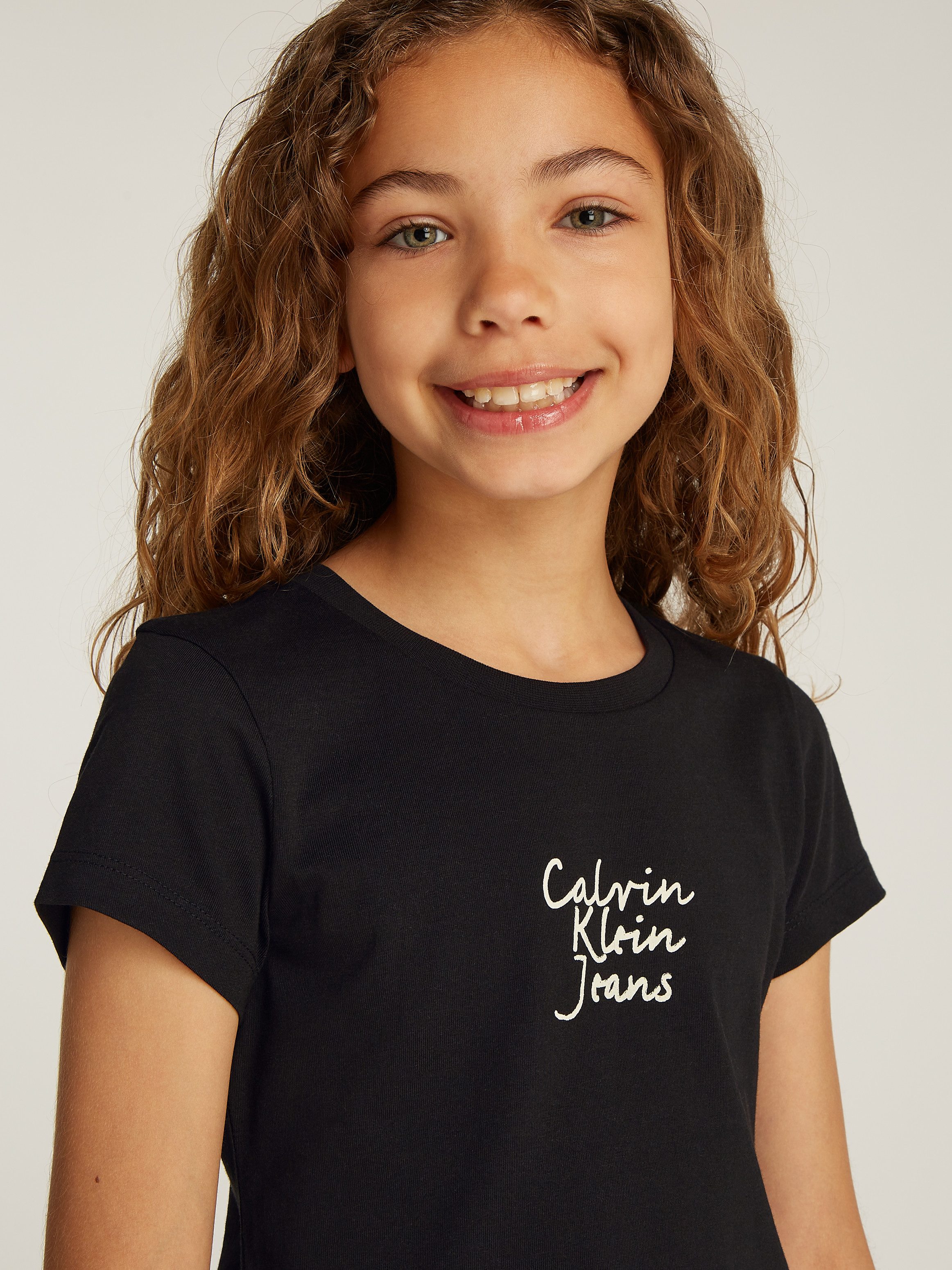 Calvin Klein Shirt met ronde hals HANDWRITING LOGO SS SLIM T-SHIRT voor kinderen tot 16 jaar met logo-opdruk