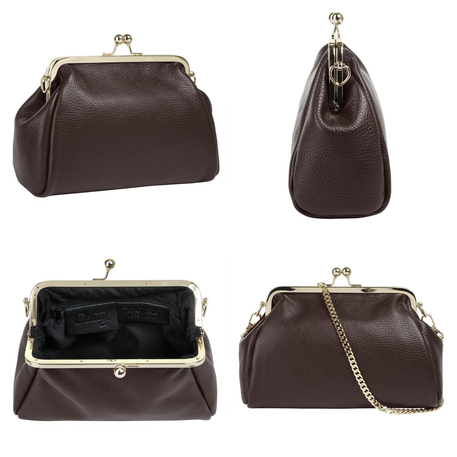 Cluty Avondtasje echt leer, made in italy