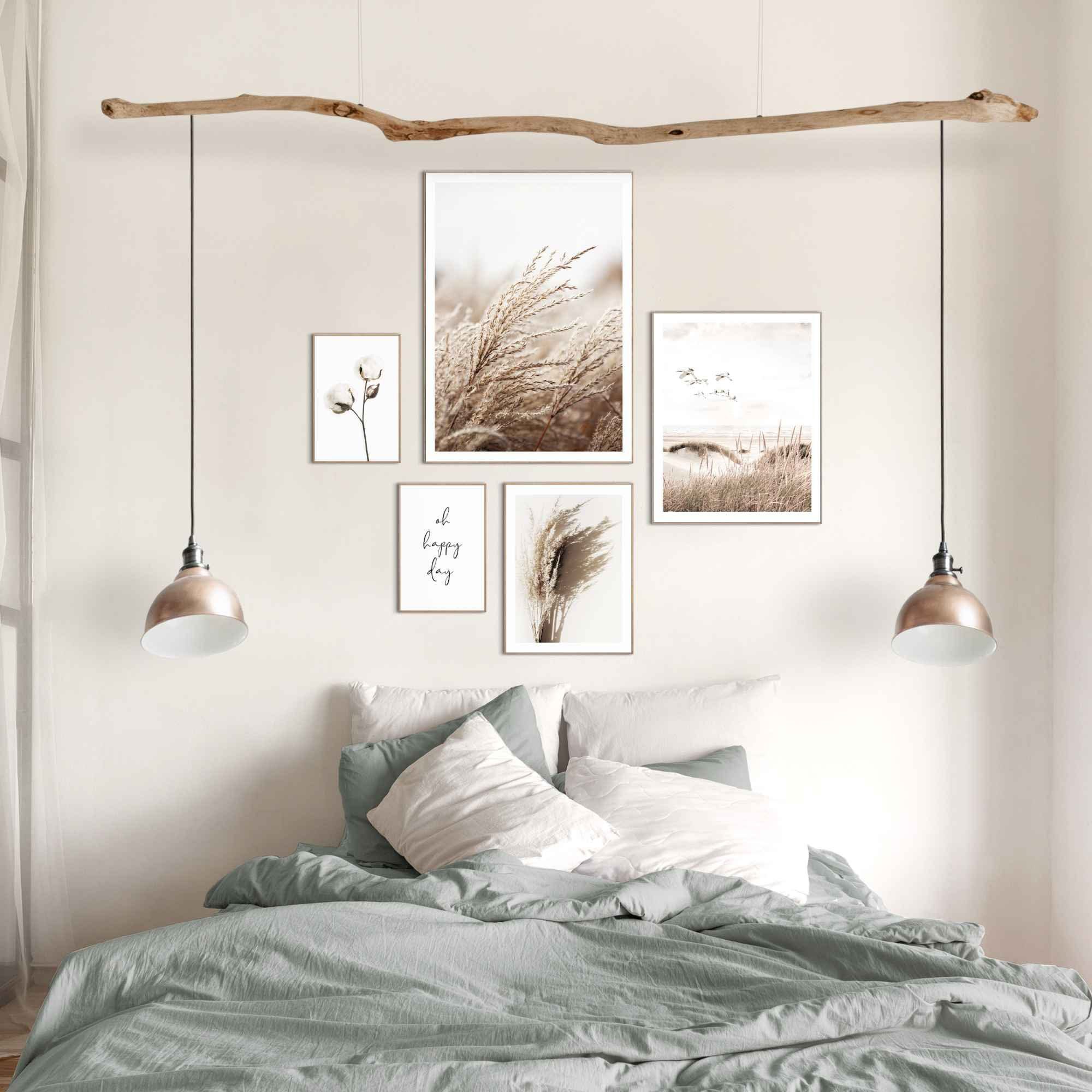 Reinders! Artprint Mooie dag Happy day - kraanvogels - strand - droogbloem (5-delig)