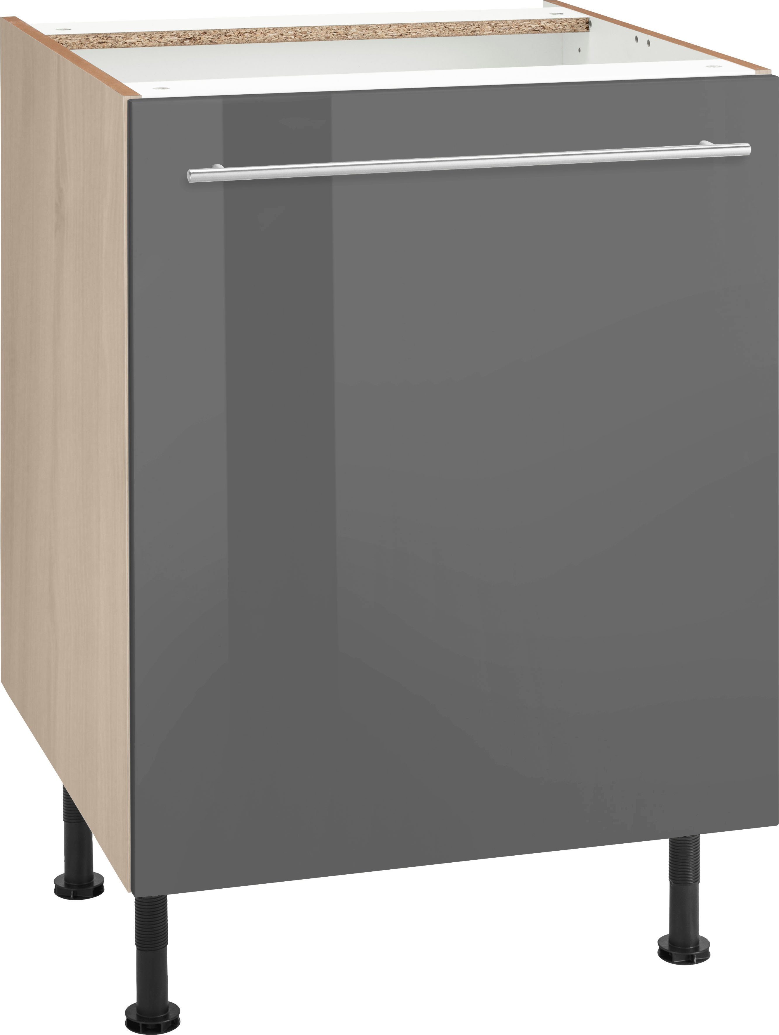 OPTIFIT Onderkast Bern 60 cm breed, met 1 deur met in hoogte verstelbare voeten, met metalen greep onderkasten grijs