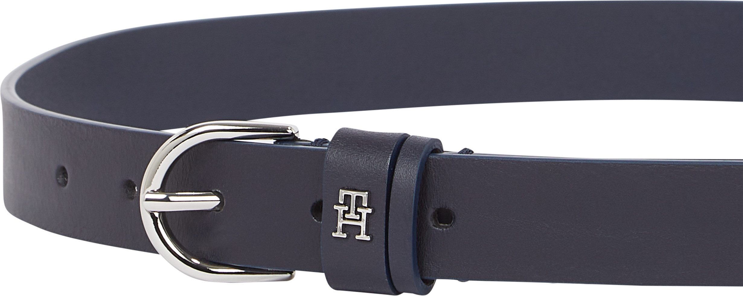 Tommy Hilfiger Leren riem ESSENTIAL EFFORTLESS 2.5 SILVER Eenvoudige doornsluiting, metalen embleem