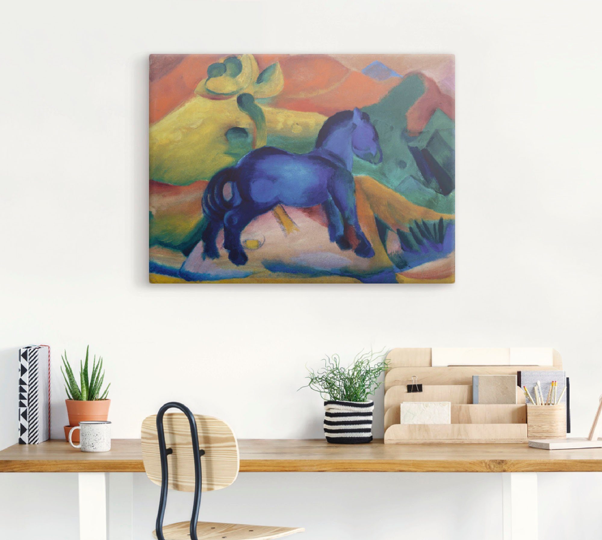Artland Artprint op linnen Blauwe paardjes artprint voor kinderen. 1912.