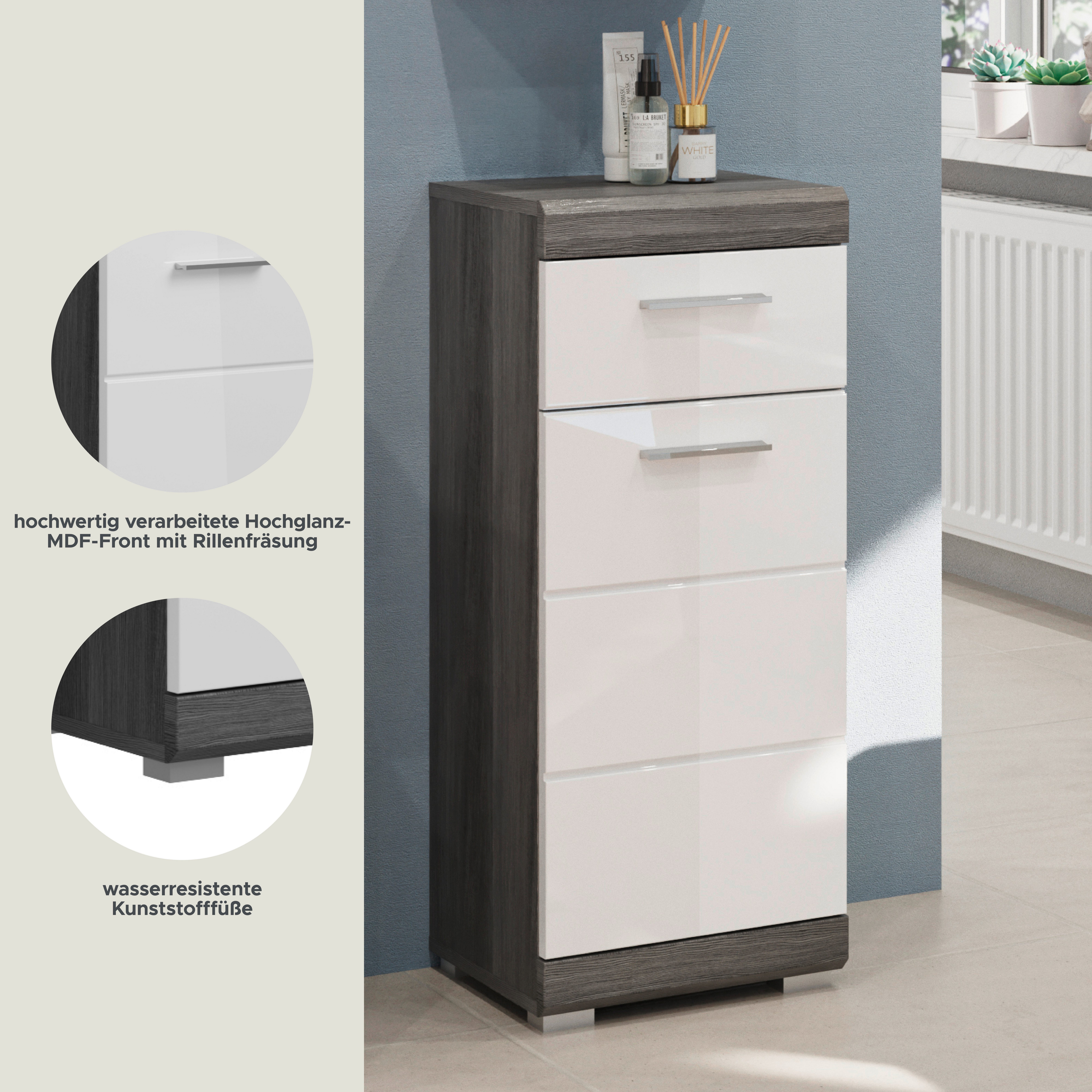 INOSIGN Onderkast Siena, breedte 37 cm, 1 deur, 1 lade, 2 vakken, MDF-front in verschillende kleuren verkrijgbaar, badkamermeubels, badkamerkast, commode, badkamer (1 stuk)