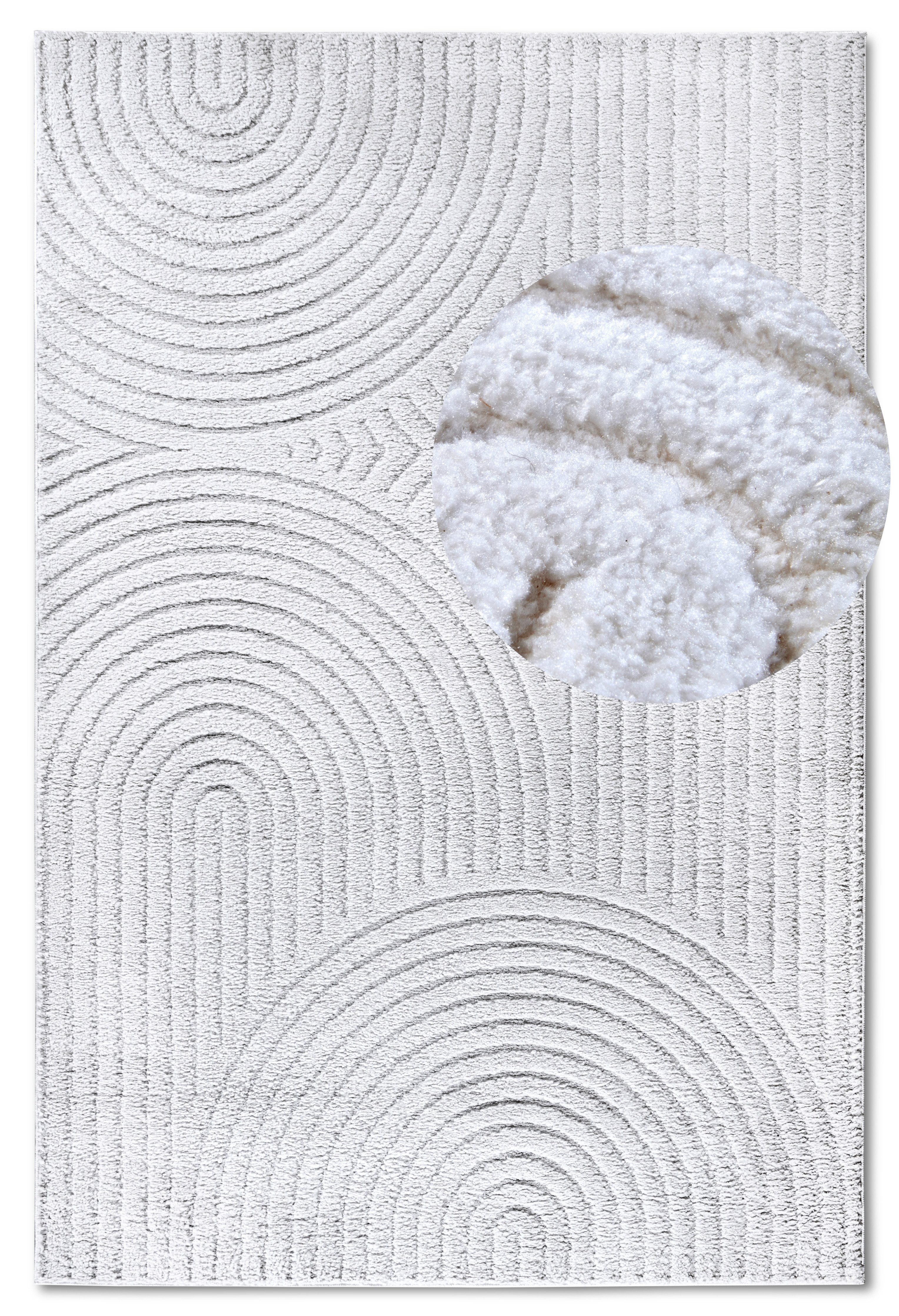 ELLE DECORATION Design-vloerkleed Cosy Panglao, ook als rond tapijt verkrijgbaar uni laagpolig, hoog-laag structuur, modern, scandi, boho, woonkamer