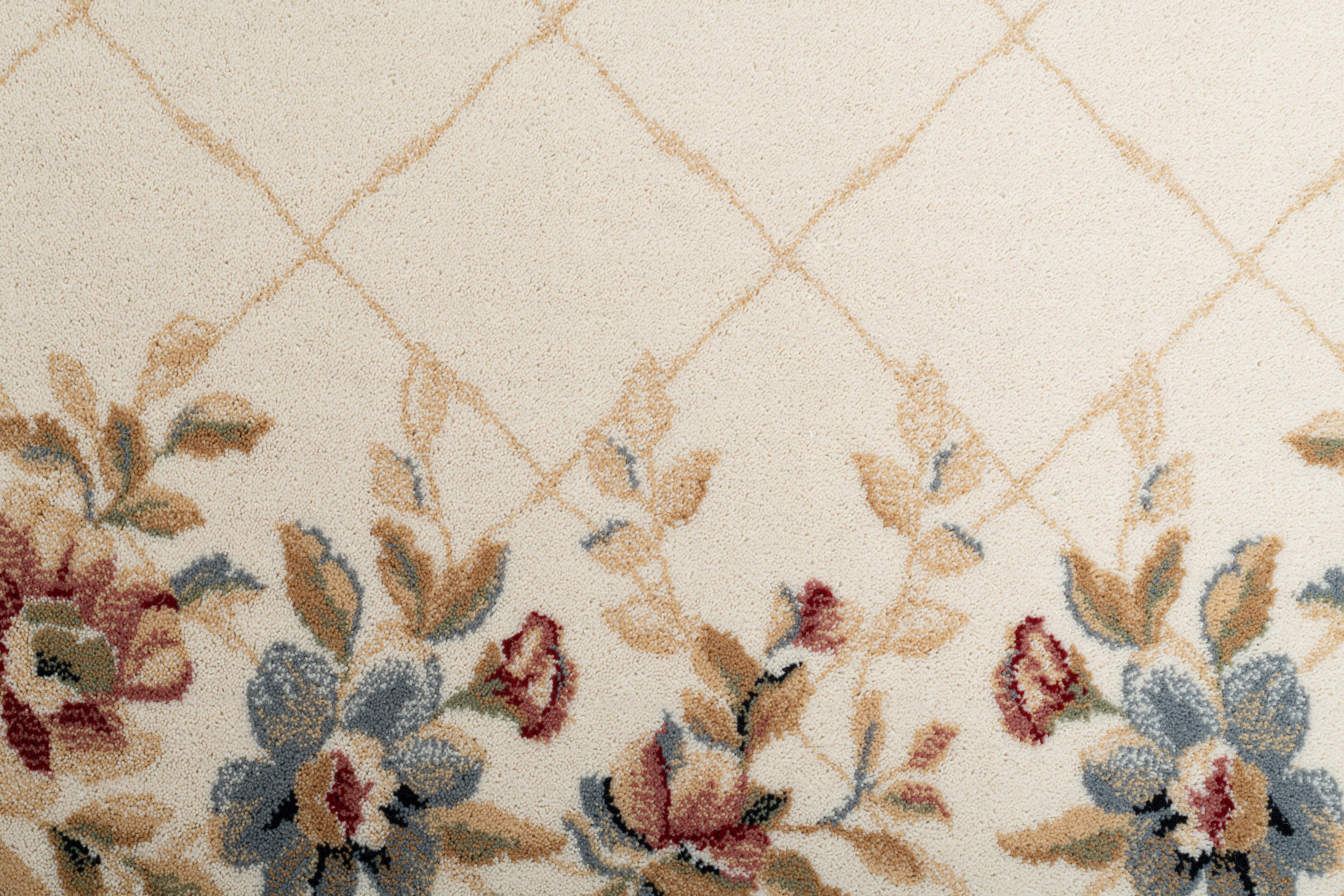 my home Wollen kleed Walchen 100% wol, bloemen design, met bies, landhuis, woonkamer