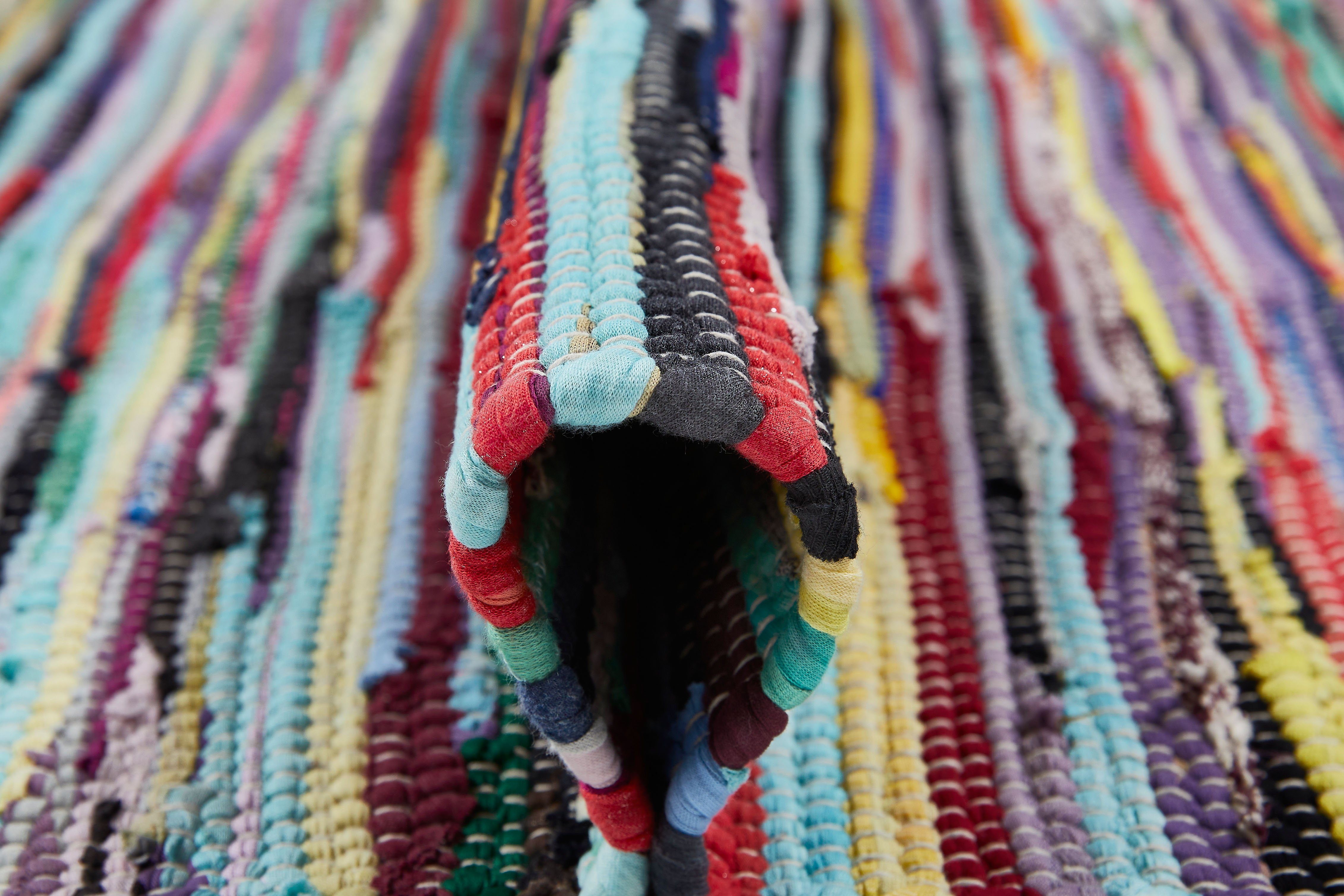 Andiamo Vloerkleed Multicolour Platweefsel, vlekjes, puur katoen, met de hand geweven, met franje