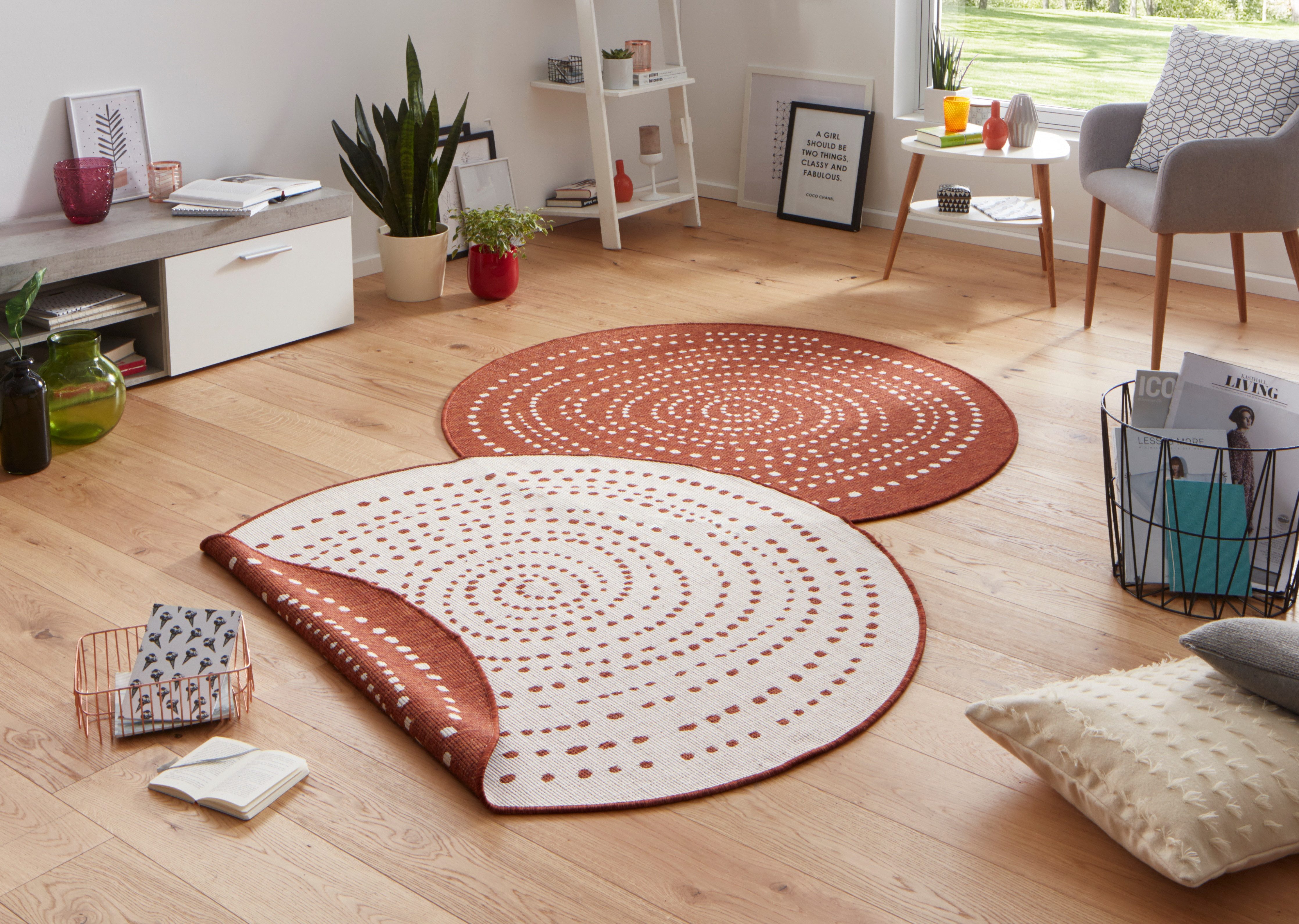 NORTHRUGS Vloerkleed Bali Geschikt voor binnen en buiten, weerbestendig, balkon, tuin, woonkamer, waterbestendig moderne vloerkleden maat 9 (Ø 140