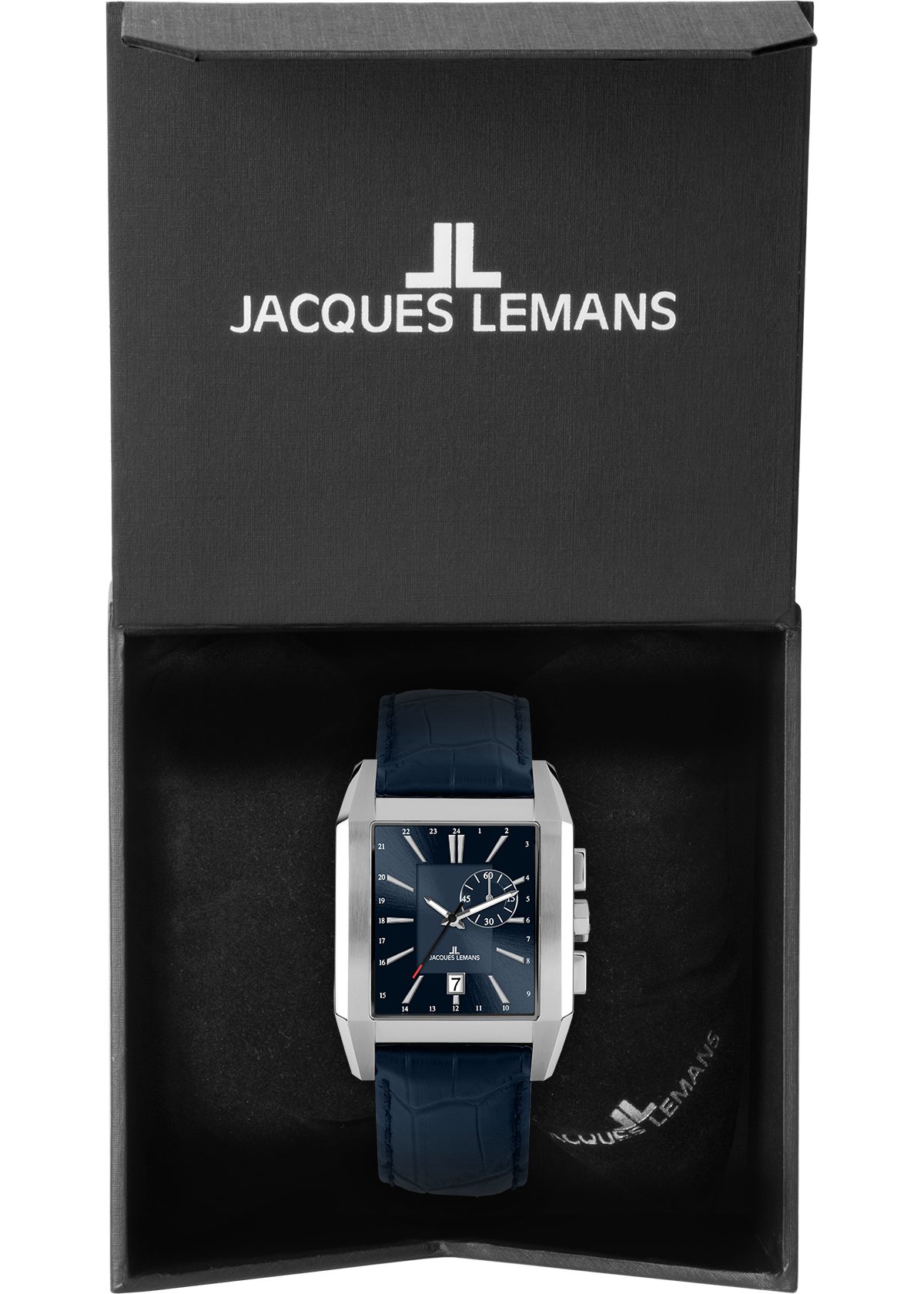 Jacques Lemans Kwartshorloge 1-2162B Horloge, herenhorloge, datum, glow-in-the-dark wijzers, leren band