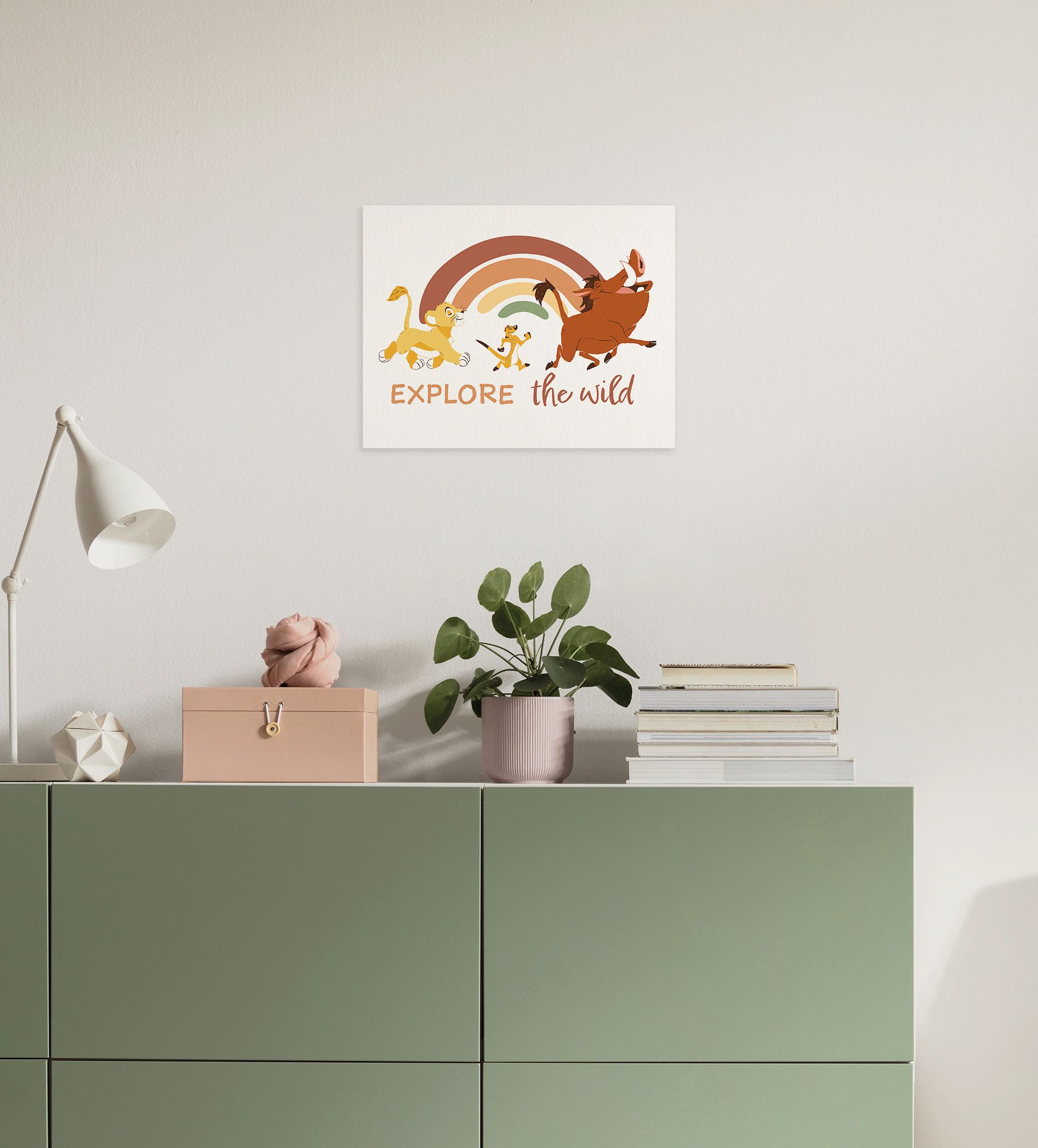 Komar Artprint op linnen Disney The Lion King Explore the Wild 300 x 280 cm (breedte x hoogte) - behang, vlies, woonkamer, slaapkamer