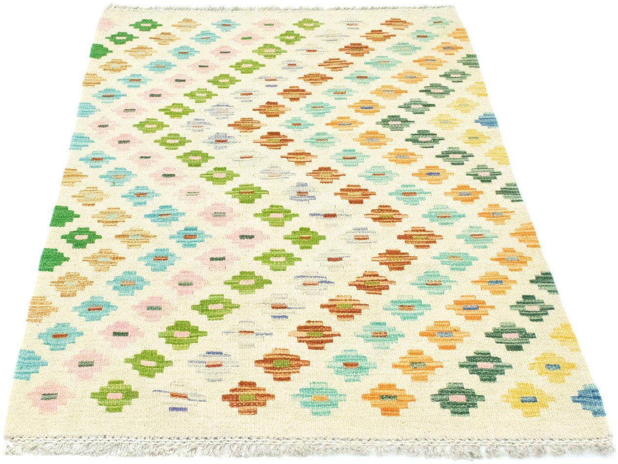 morgenland Wollen kleed Kelim Afghan vloerkleed met de hand geweven beige Laagpolig