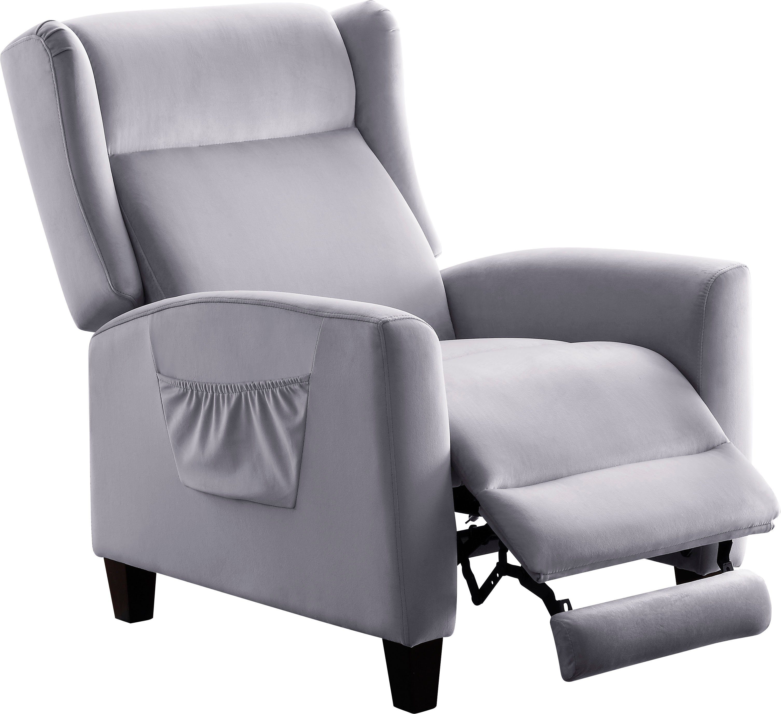 ATLANTIC home collection Relaxfauteuil Timo klassieke oorfauteuil met relaxfunctie en praktisch zijvak