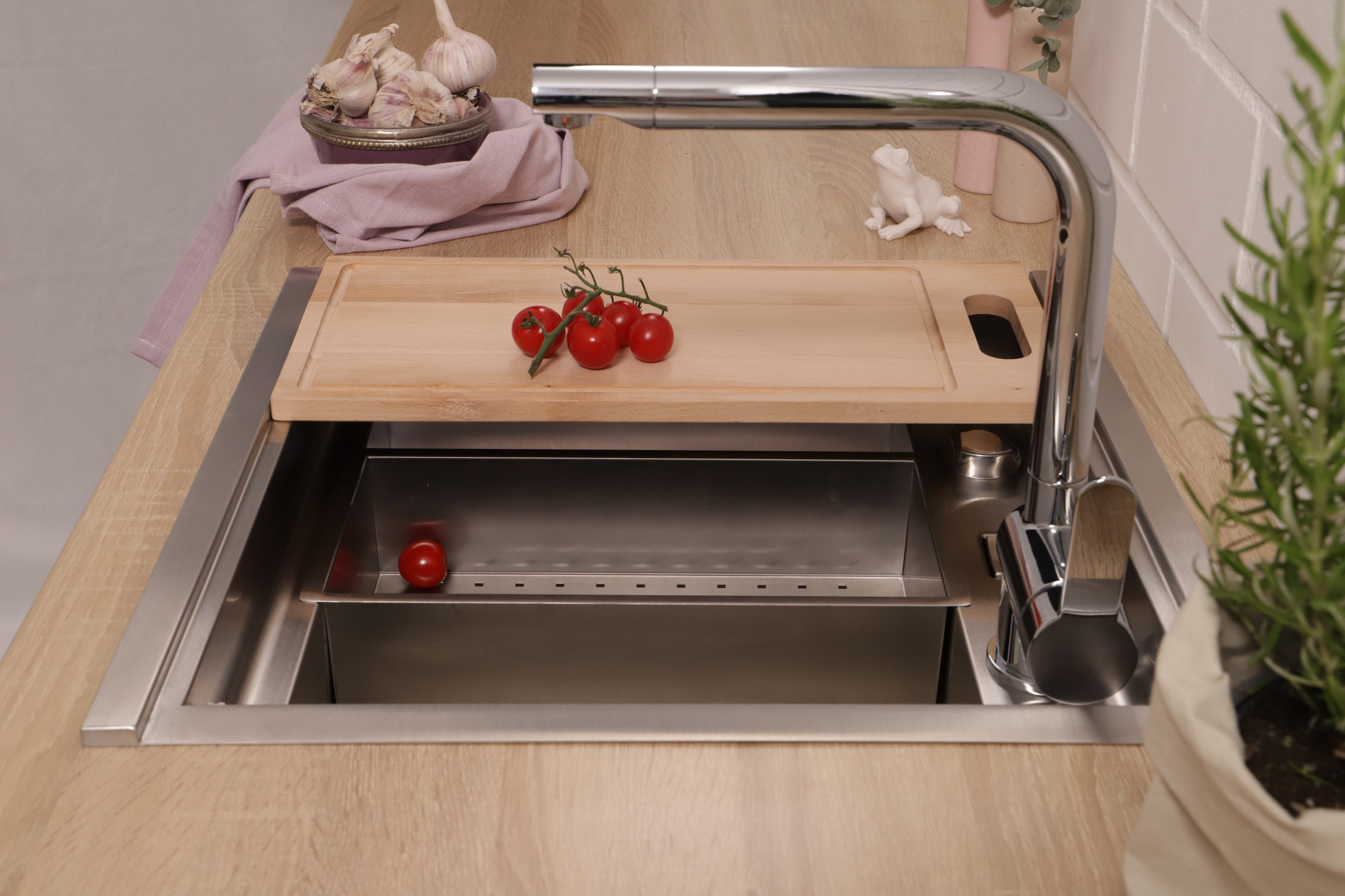 RESPEKTA Rvs spoelbak California 52x50 cm, workstation, met accessoires