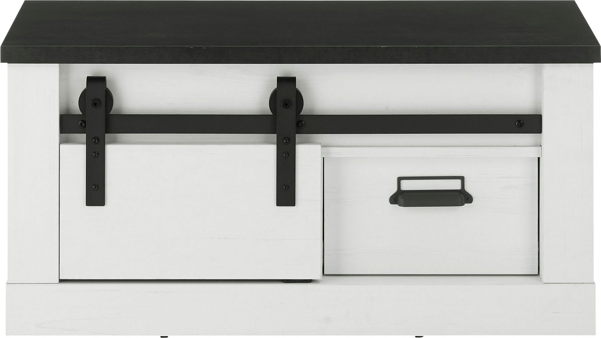 Home affaire Zitbank Sherwood moderne houtdecor, met schuurdeurbeslag van metaal, breedte 93 cm