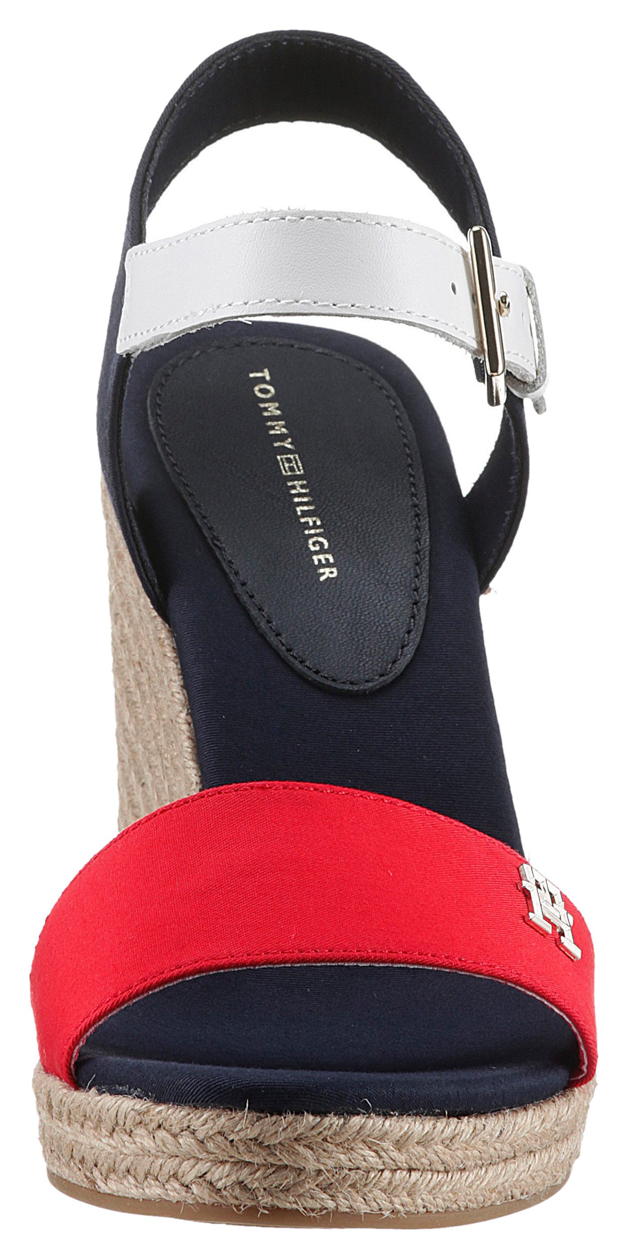 Tommy Hilfiger Sleehaksandaaltjes STRIPES WEDGE SANDAL zomerschoen, sandaal, sleehak, met verstelbare bandjes