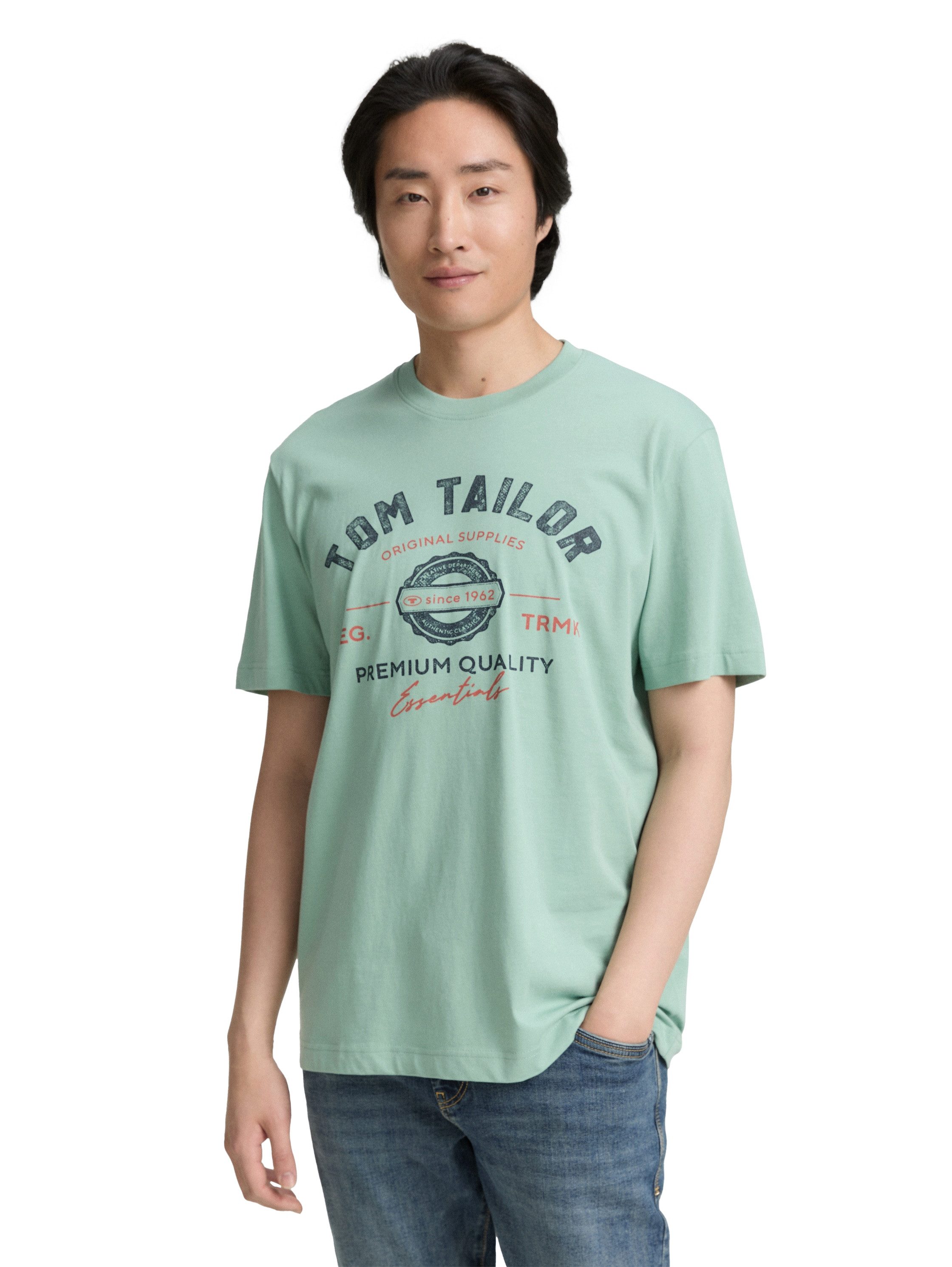 Tom Tailor T-shirt met grote logo-frontprint heren t-shirts maat XL groen