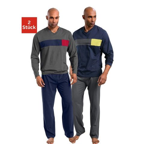 NU 20% KORTING: le jogger® Pyjama met colourblock-inzetten (set, Set van 2)