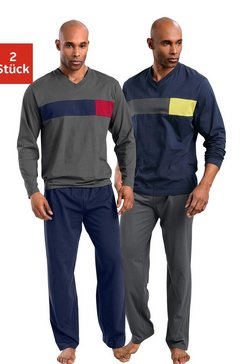 le jogger pyjama met colourblock-inzetten (set, set van 2) blauw