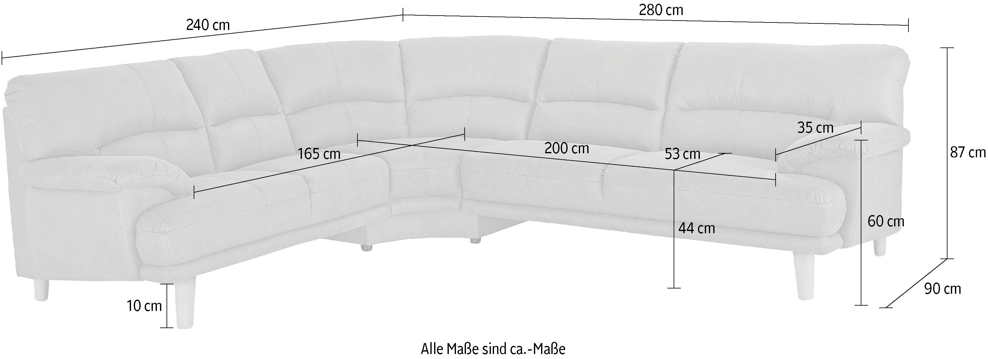 TRENDMANUFAKTUR Hoekbank Cecilia, Italiaans design, modern en comfortabel, L-vorm